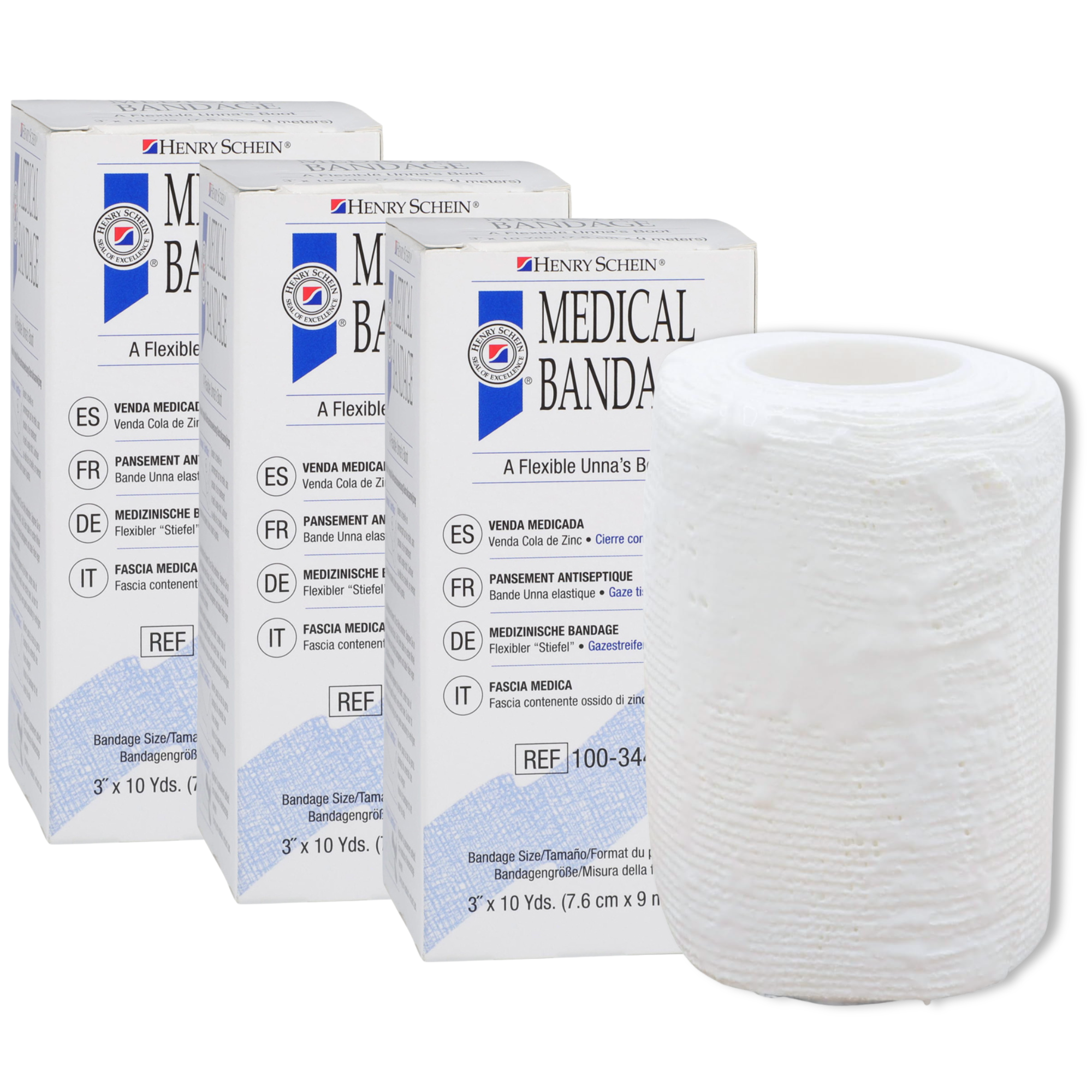Henry Schein Unna Boot Bandage with Zinc Oxide – 3" x 10 yd – Soothing Compression Wrap for Venous Leg Ulcers, Edema, and Wound Care