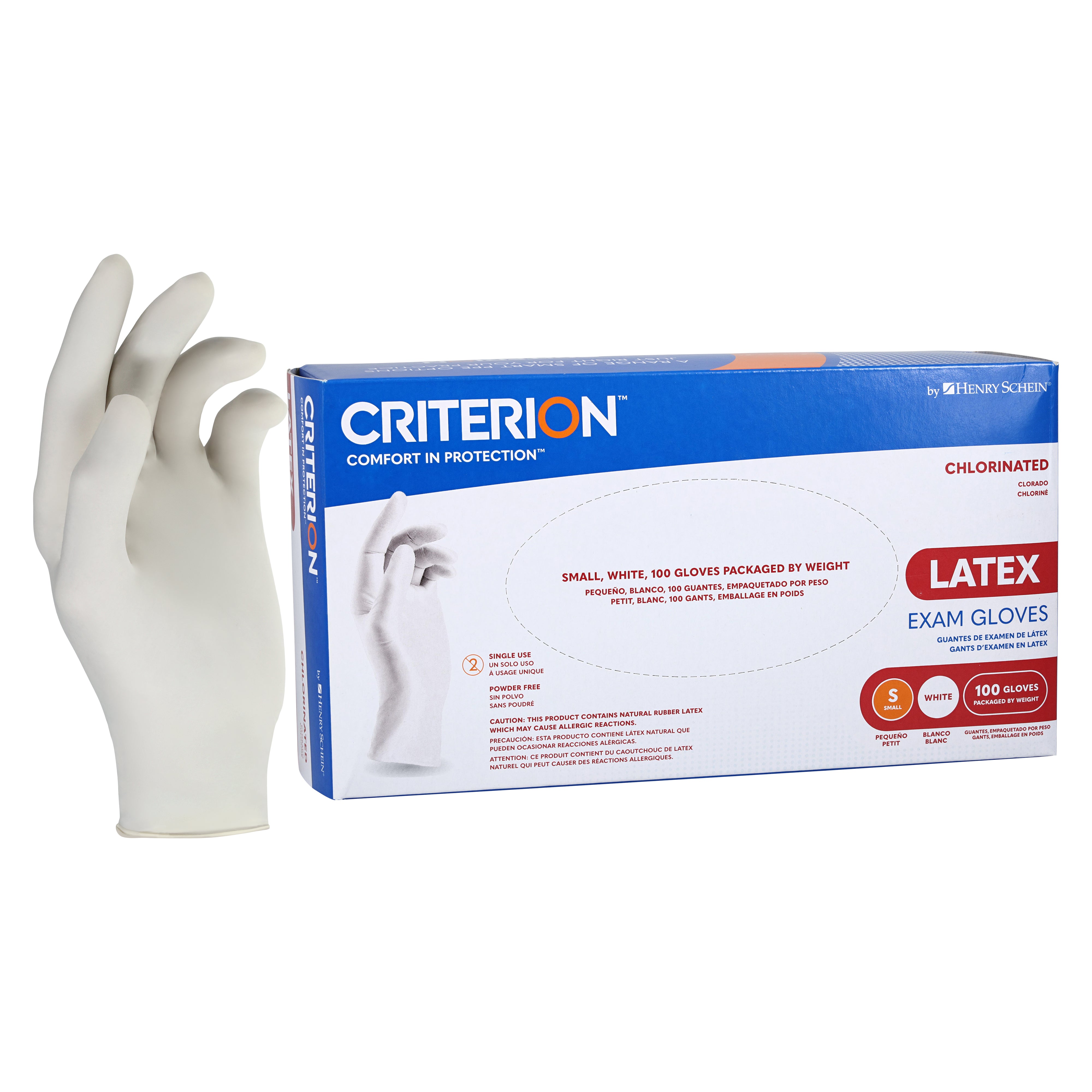 Criterion Latex Exam Gloves - 100 per Box - Non-Sterile, Fully Textured, Beaded Cuff, Durable Disposable Protection for Healthcare Professionals