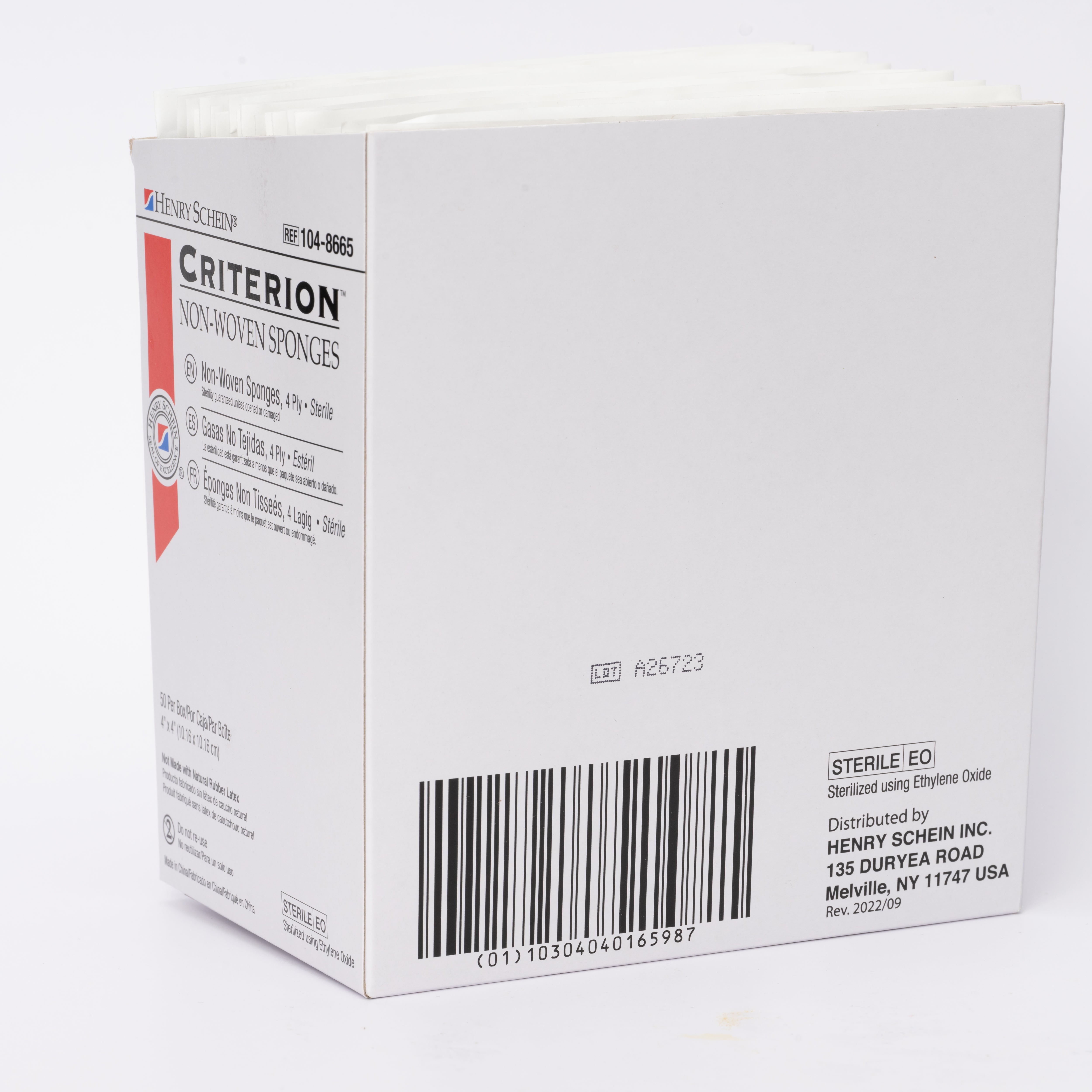 Henry Schein Criterion 4x4” Non-Woven Sponge- Rayon/Polyester Blend, 4-Ply, Sterile- 50/PK