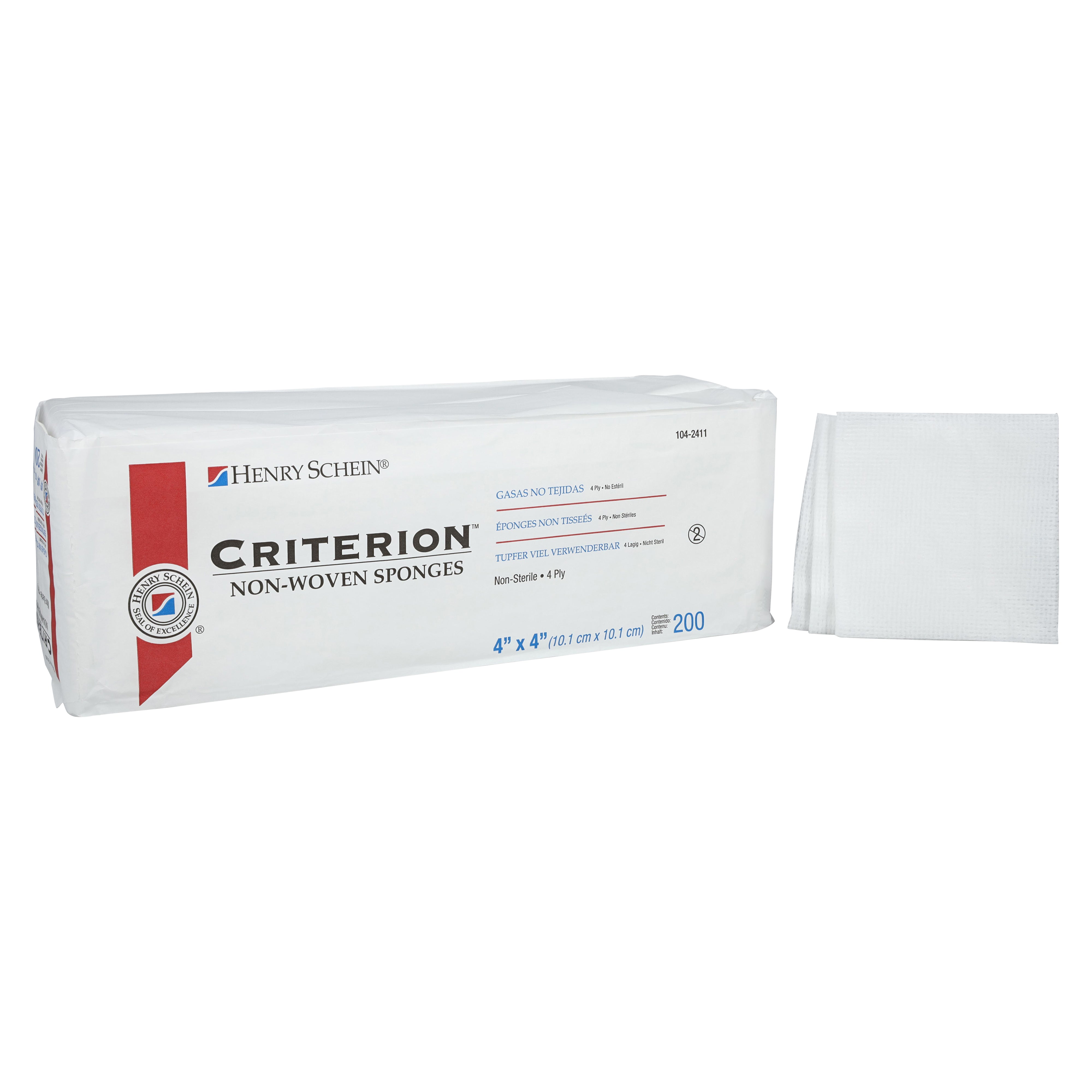 Henry Schein Rayon/Polyester Blend Non-Woven Sponges, 4 in x 4 in 4 Ply Non-Sterile, 4-Ply, 200/Pack