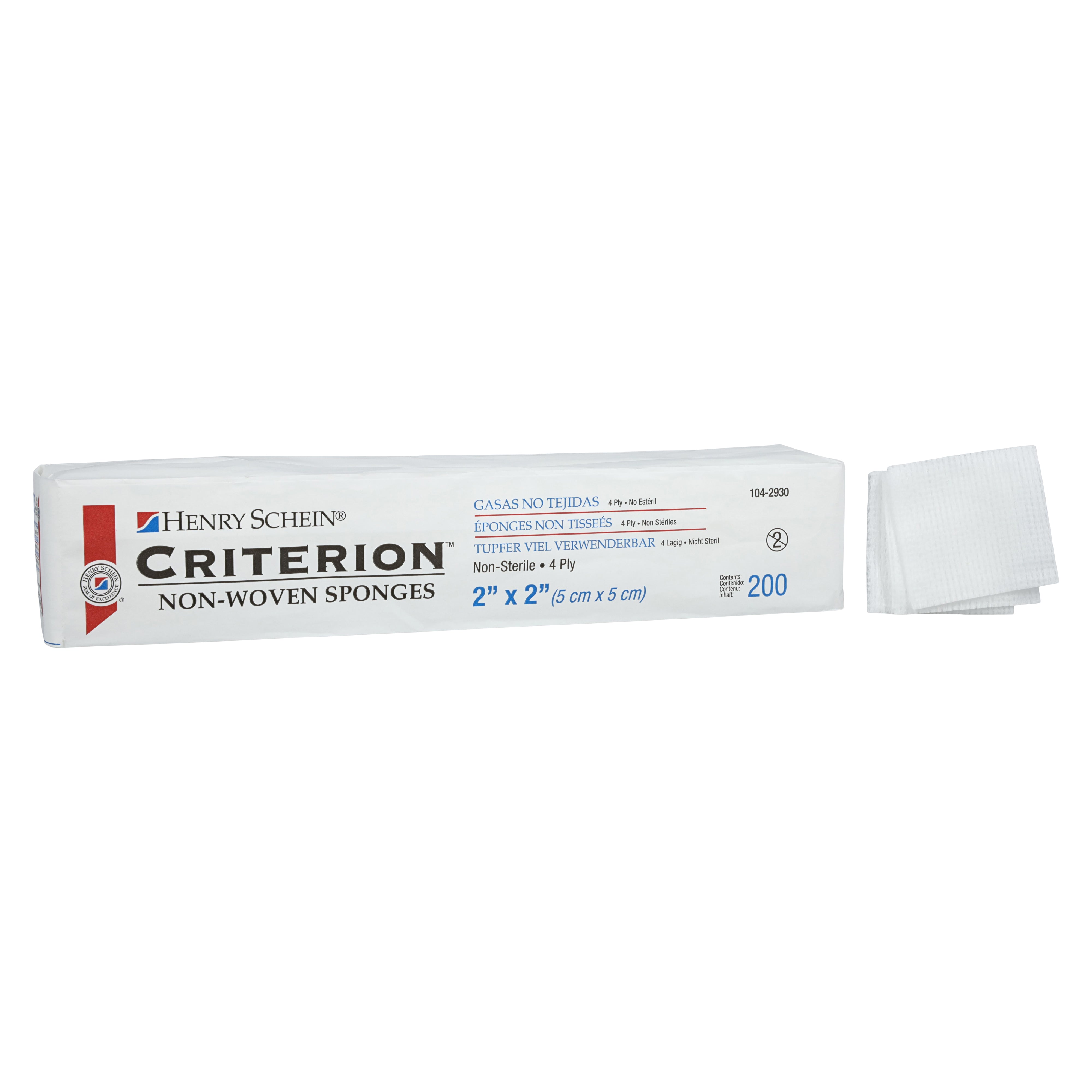 Henry Schein Rayon/Polyester Blend Non-Woven Sponges, 2 in x 2 in 4 Ply Non-Sterile, 4-Ply, 200/Pack