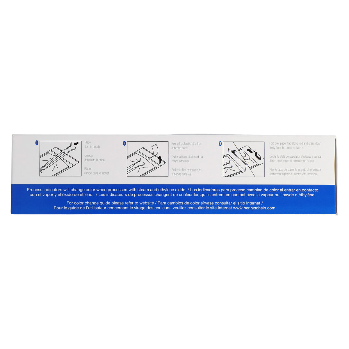 Henry Schein Self-Sealing Sterilization Pouches, Latex-Free, Built in Color Change Guide 3.5 in x 9 in 200/Bx