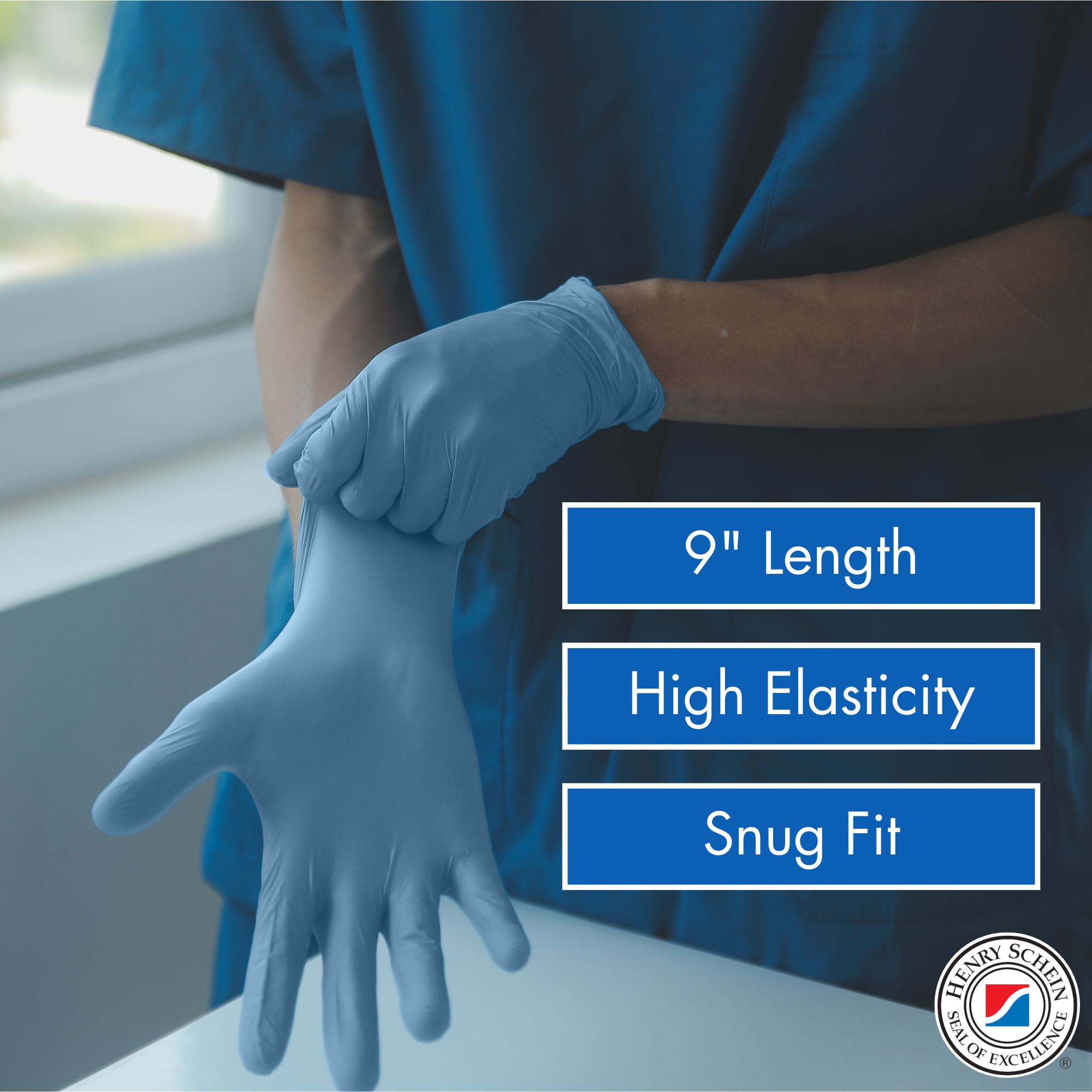Criterion N300 Ice Blue Nitrile Exam Gloves – Sizes XS–XL, Chlorinated, Non-Sterile, Latex-Free – 300/Box (XS–L), 250/Box (XL)