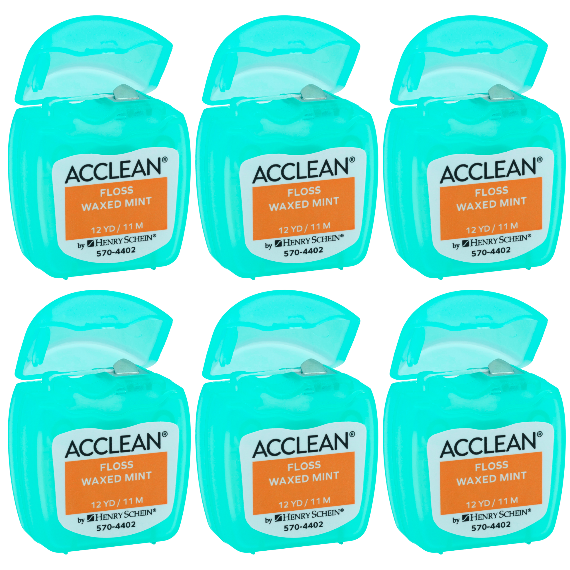 Acclean Dental Floss, Nylon, Waxed, 12 Yards, Mint Flavor, Patient Size