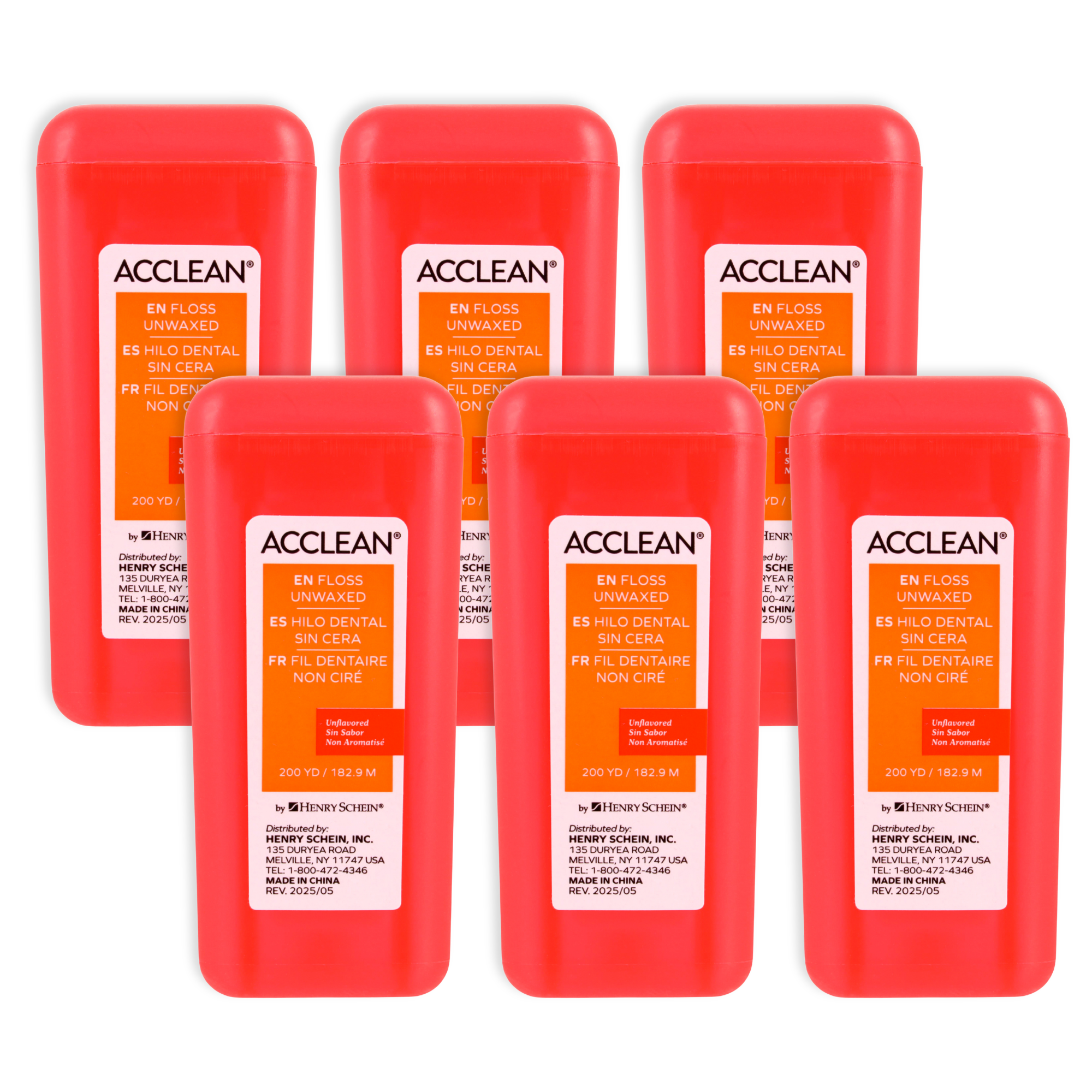 Acclean Dental Floss, Shred Resistant Nylon, Waxed, 200 Yards of Dental Floss, Unflavored, Office Size