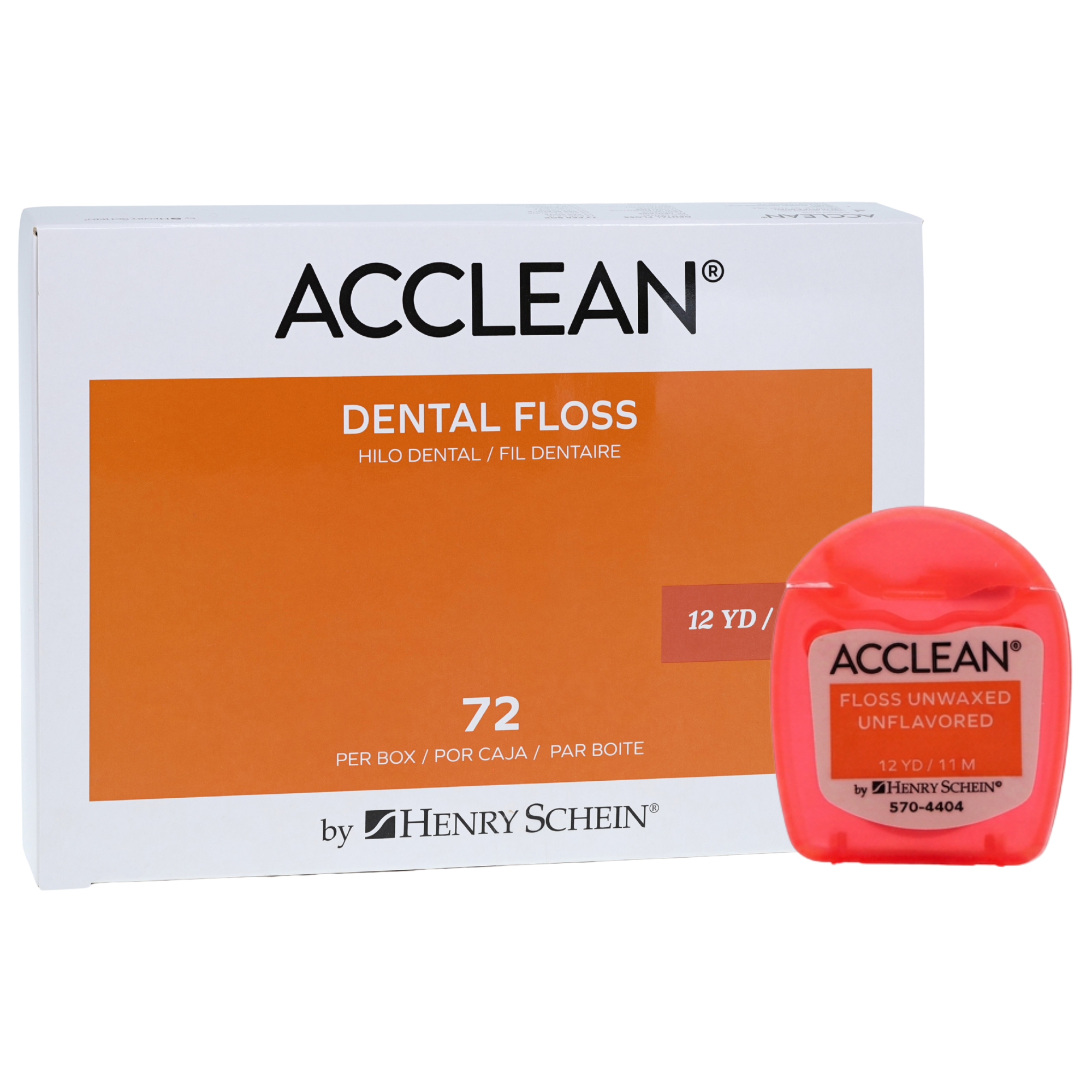 Acclean Dental Floss, Nylon, Waxed, 12 Yards, Mint Flavor, Patient Size