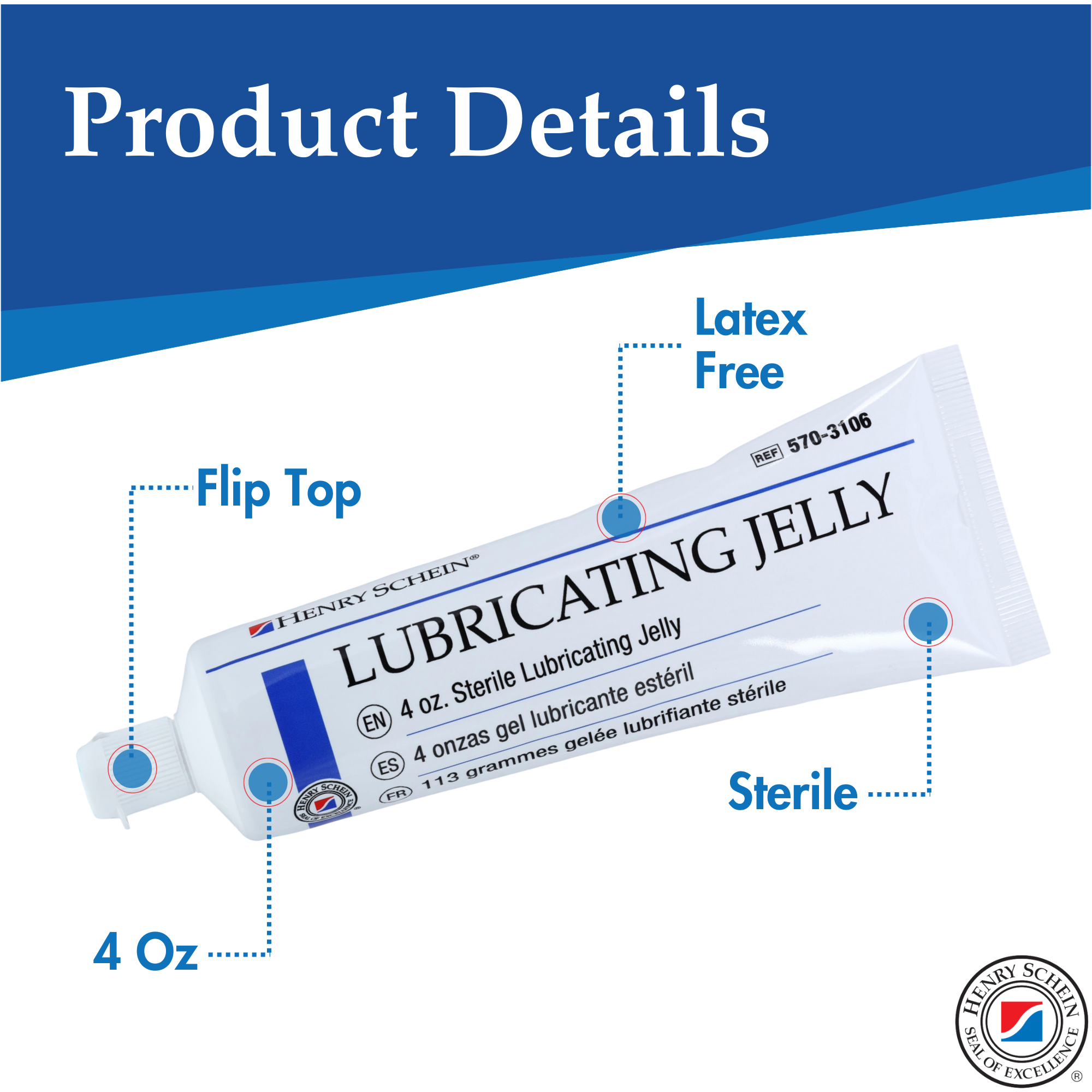 Henry Schein Sterile Lubricating Jelly – 4 oz Flip-Top Tube, Water-Soluble, Non-Greasy Formula for Medical and Personal Use, Convenient Single Tube for Easy Dispensing and Application
