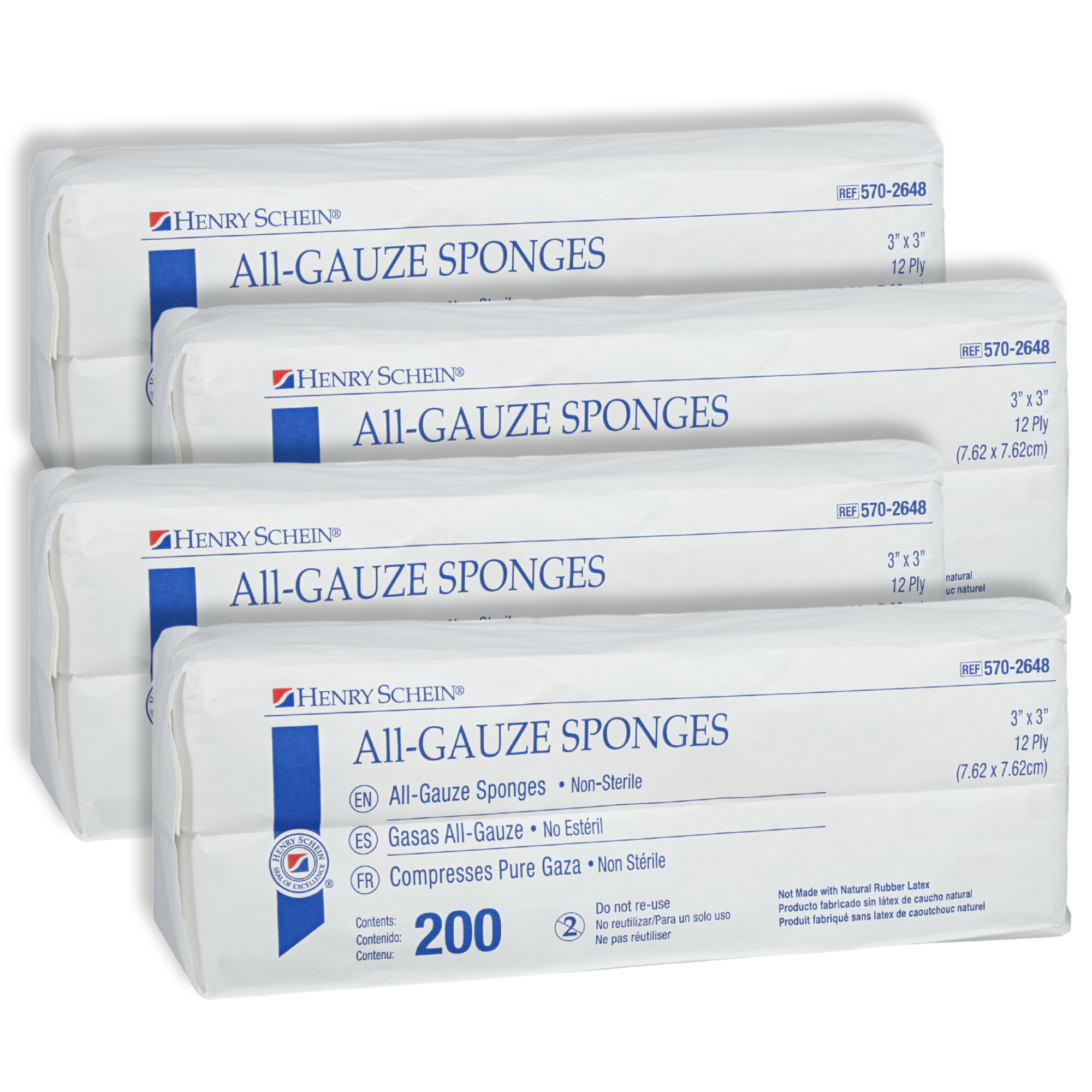 Henry Schein 200-Pack Non-Sterile Gauze Pads 3’’ x 3’’ for Wound Dressing Gauze Sponge-Pads for Wound Care,100% Cotton & Highly Absorbent