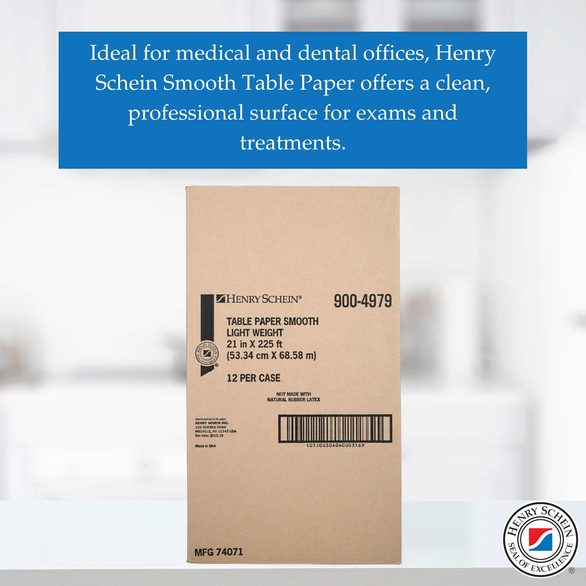 Henry Schein Medical Exam Table Paper Rolls – 21 in x 225 ft White Lightweight Smooth Disposable Bed Cover, Latex-Free for Medical, Dental, Spa, Diaper Changing, Patternmaking, and Crafts