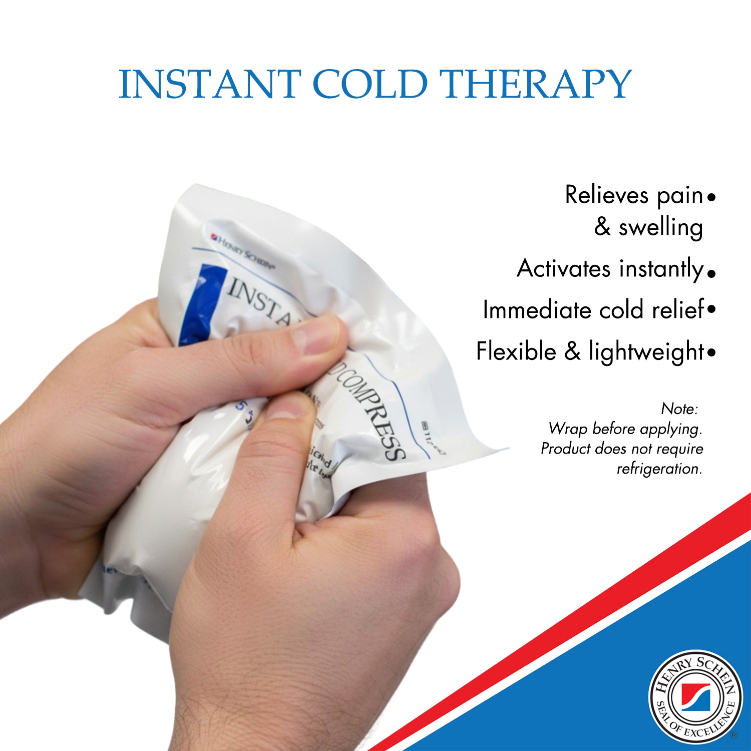 Henry Schein Instant Cold Packs, 5" x 5.5" (50 Pack) – Disposable Single-Use Ice Packs for Pain Relief, Swelling, Sprains, Sports Injuries, First Aid & Toothaches