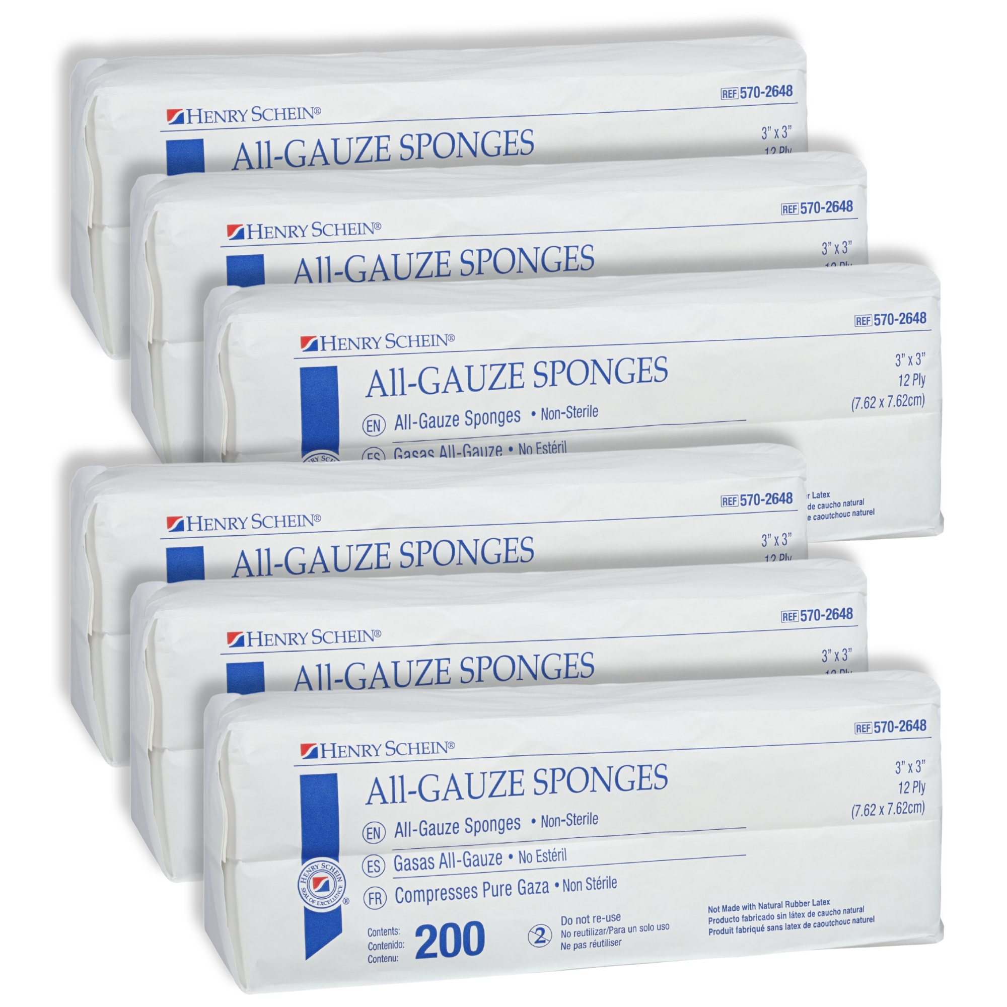 Henry Schein 200-Pack Non-Sterile Gauze Pads 3’’ x 3’’ for Wound Dressing Gauze Sponge-Pads for Wound Care,100% Cotton & Highly Absorbent