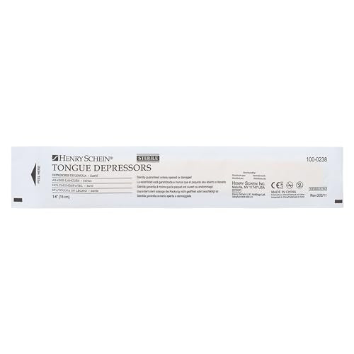 Henry Schein Sterile Tongue Depressor, 6-Inch Adult Size - Disposable, Splinter- Free Wood - Versatile for Medical, Arts, and Crafts- 10 Box/CA (100/Box) - Total 1000 Counts