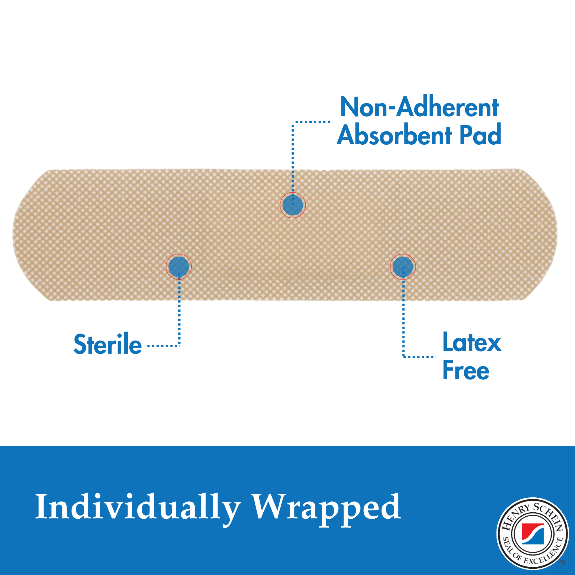 Henry Schein Sheer Adhesive Bandages, 3/4" x 3" Sterile Strips | Bulk Case of 1,500 (10 Packs of 150) | Breathable, Latex-Free First Aid Bandages for School Nurses, Offices & Businesses