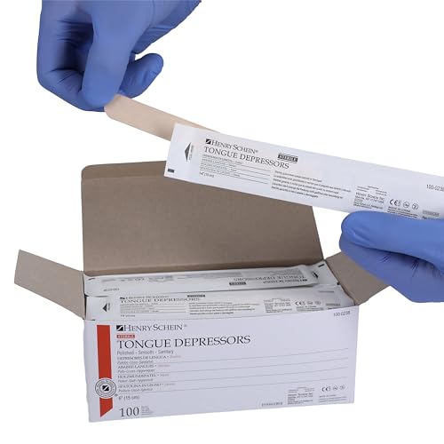Henry Schein Sterile Tongue Depressor, 6-Inch Adult Size - Disposable, Splinter- Free Wood - Versatile for Medical, Arts, and Crafts- 10 Box/CA (100/Box) - Total 1000 Counts