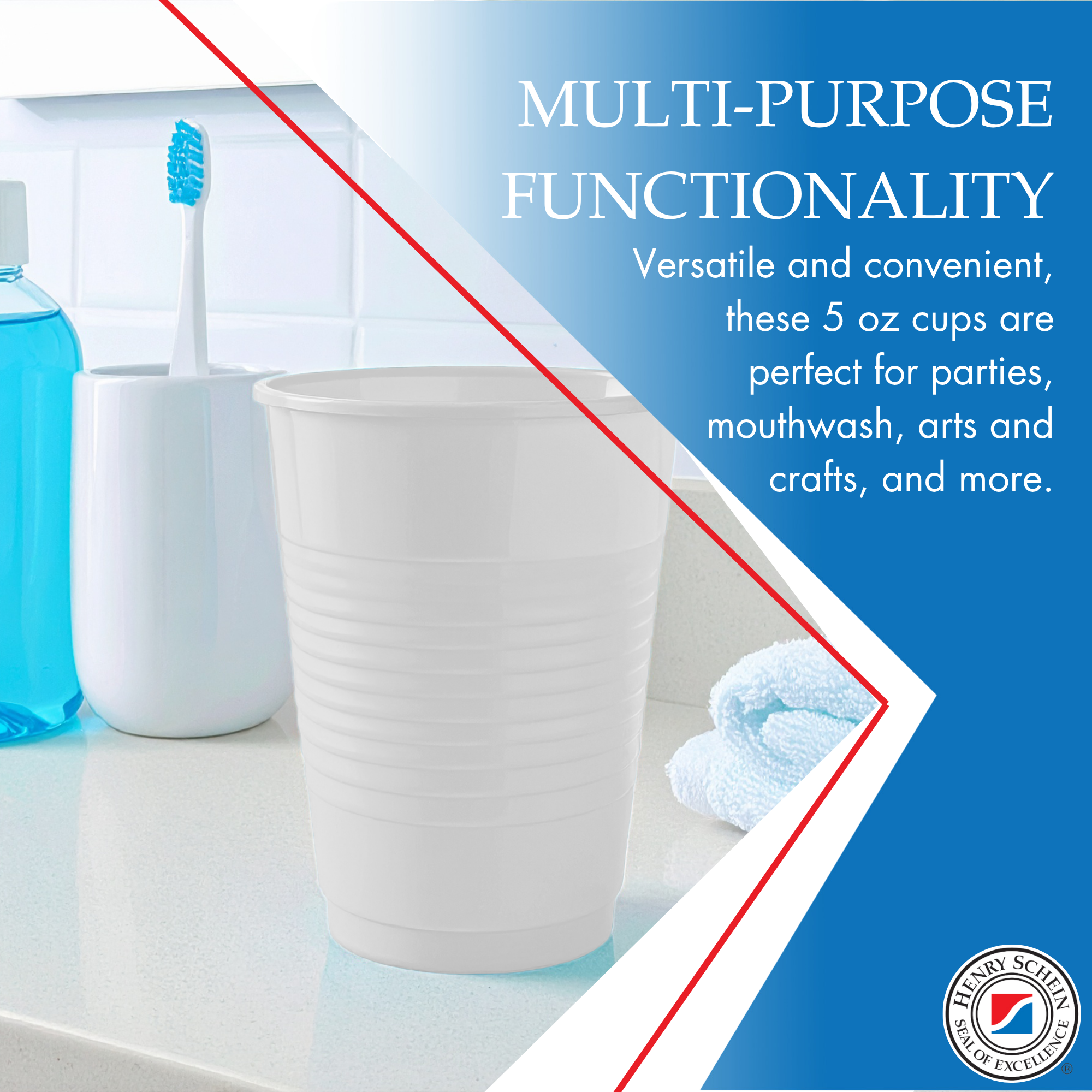 Essentials Healthcare Products Plastic Drinking Cups - White 5 oz Disoposable Cups for Cold Beverages, Parties, Office, or Medical Use - Durable & Convenient