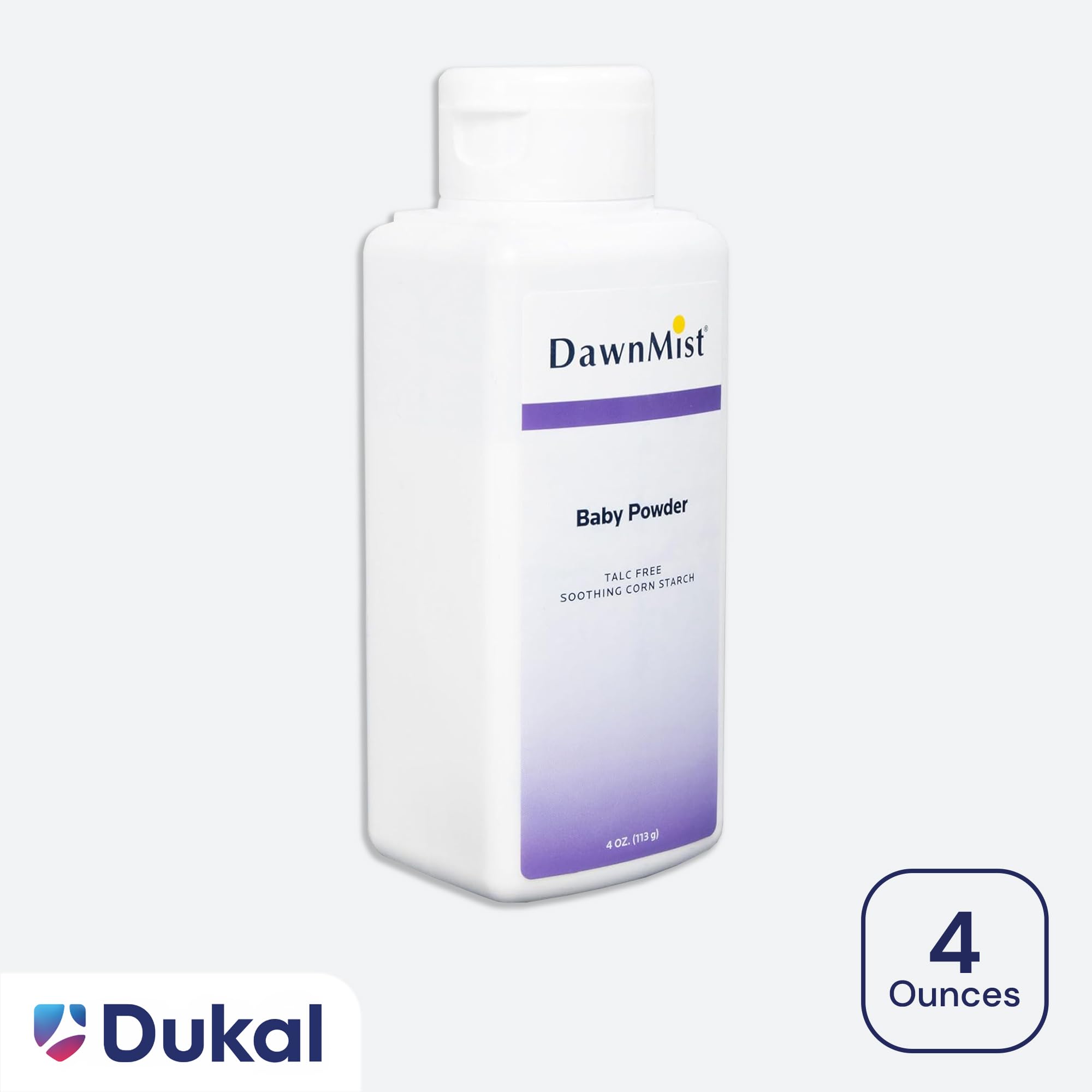 Dukal DawnMist Baby Powder – Cornstarch Formula, 4 oz. – Pack of 2 – Gentle, Softening Powder for Babies, Adults, and Daily Use