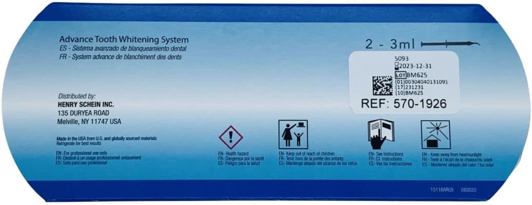 Natural Elegance® Plus 22% Carbamide Peroxide Mint Flavor Teeth Whitening Gel by Henry Schein, Two 3-ml Syringes, Compare to Opalescence, Dramatic Professional Whitening, Reduced Sensitivity