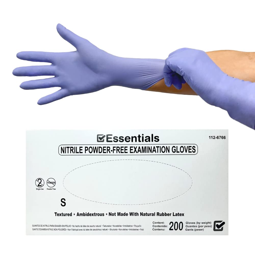 Essentials Healthcare Products Nitrile Powder-Free Examination Gloves, Latex-Free, Periwinkle