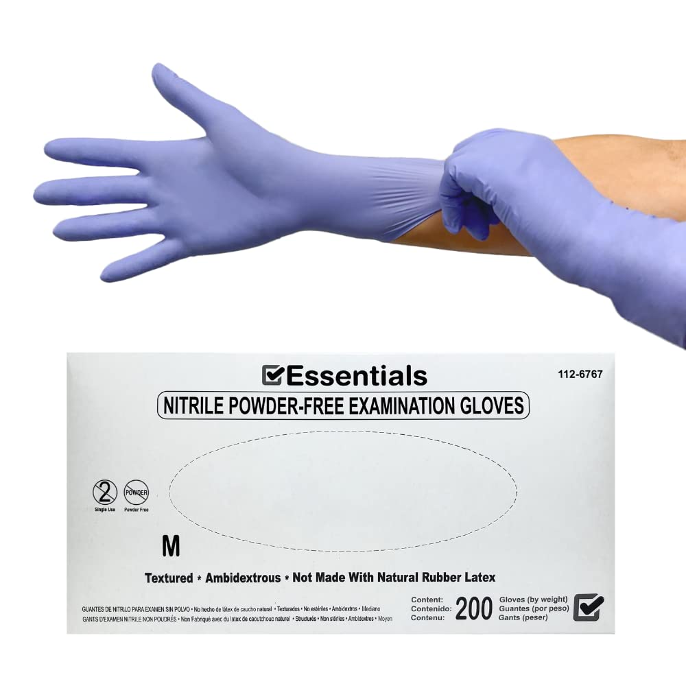 Essentials Healthcare Products Nitrile Powder-Free Examination Gloves, Latex-Free, Periwinkle