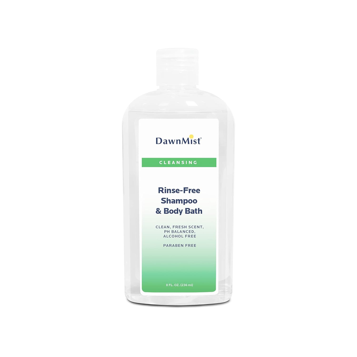 DAWNMIST Dukal Rinse-Free Shampoo & Body Bath with Convenient Dispensing Cap – 8 oz. Bottle, Pack of 48 – Non-Irritating Formula for All Skin Types, Ideal for On-the-Go Use and Post-Surgery Care