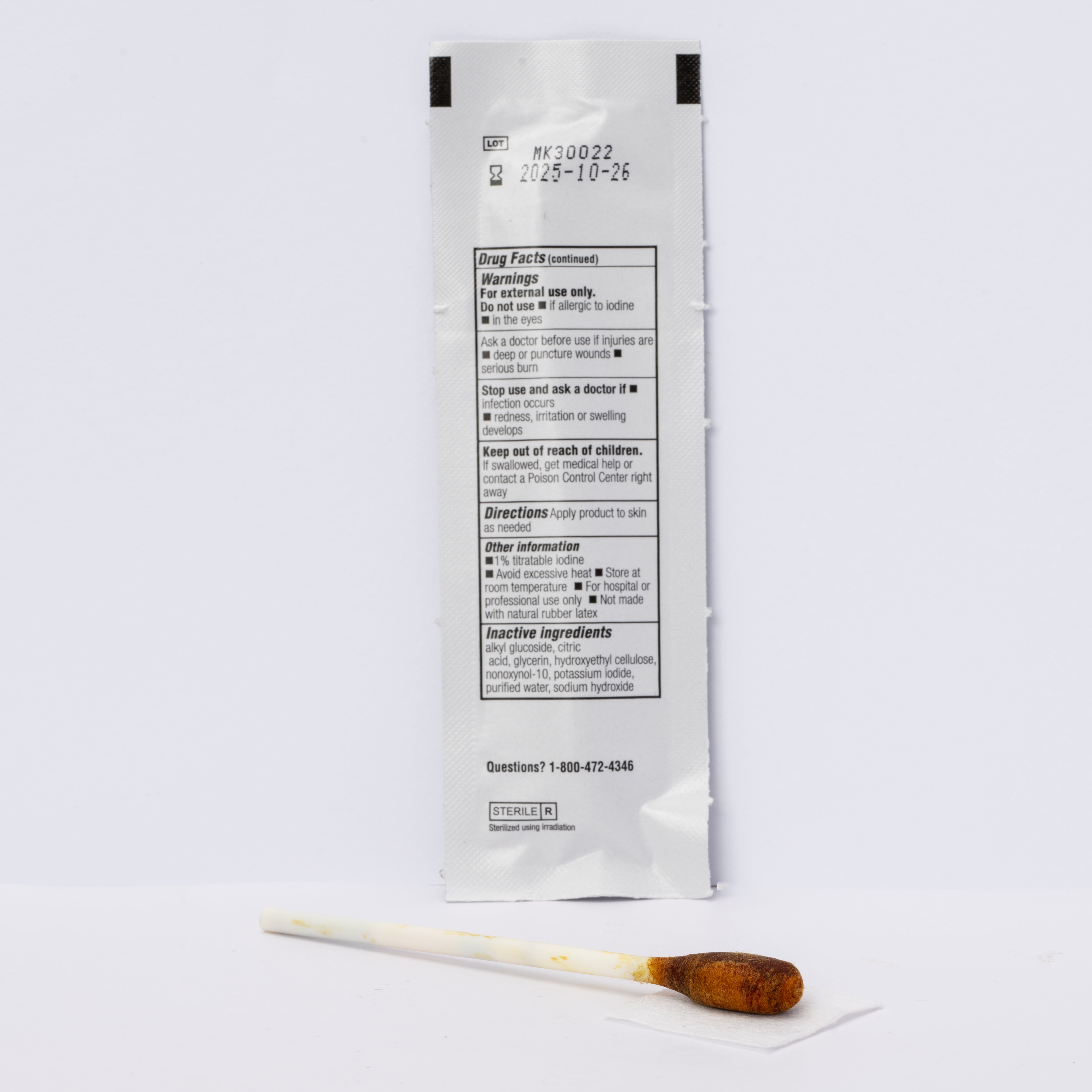 Henry Schein Prep Povidone-Iodine Swabsticks 3's, Individually Packed, Sterile, Antiseptic for Skin Preparation, 10% Povidone-Iodine- 25/BX