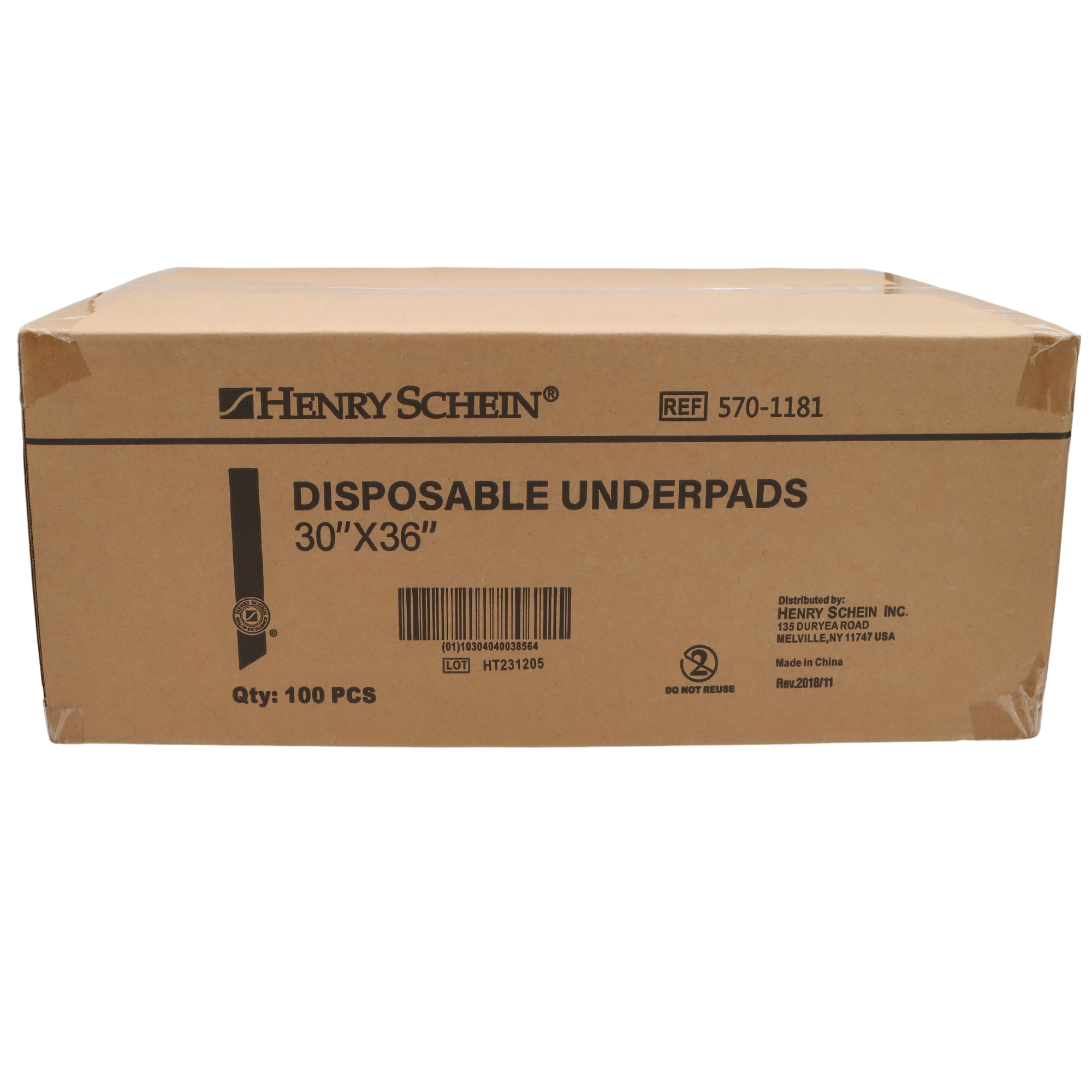 Henry Schein Disposable Underpads, 30x36" – Light Absorbency, 2-Ply Tissue, Not Waterproof – Hypoallergenic, Latex-Free, Poly-Backed for Minor Leaks – 100 Pads/Case, White/Blue