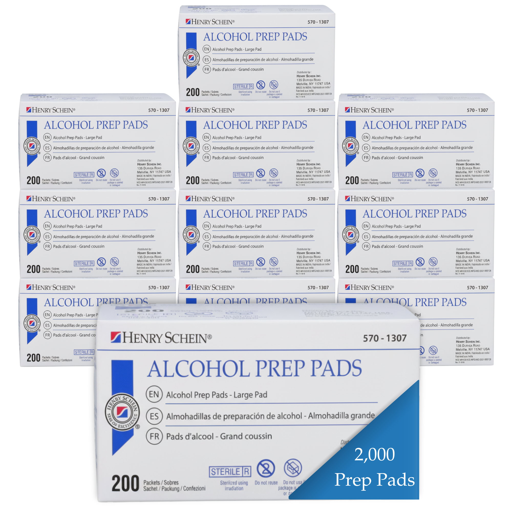 Henry Schein Alcohol Prep Pads - Large, 2-ply, Sterile