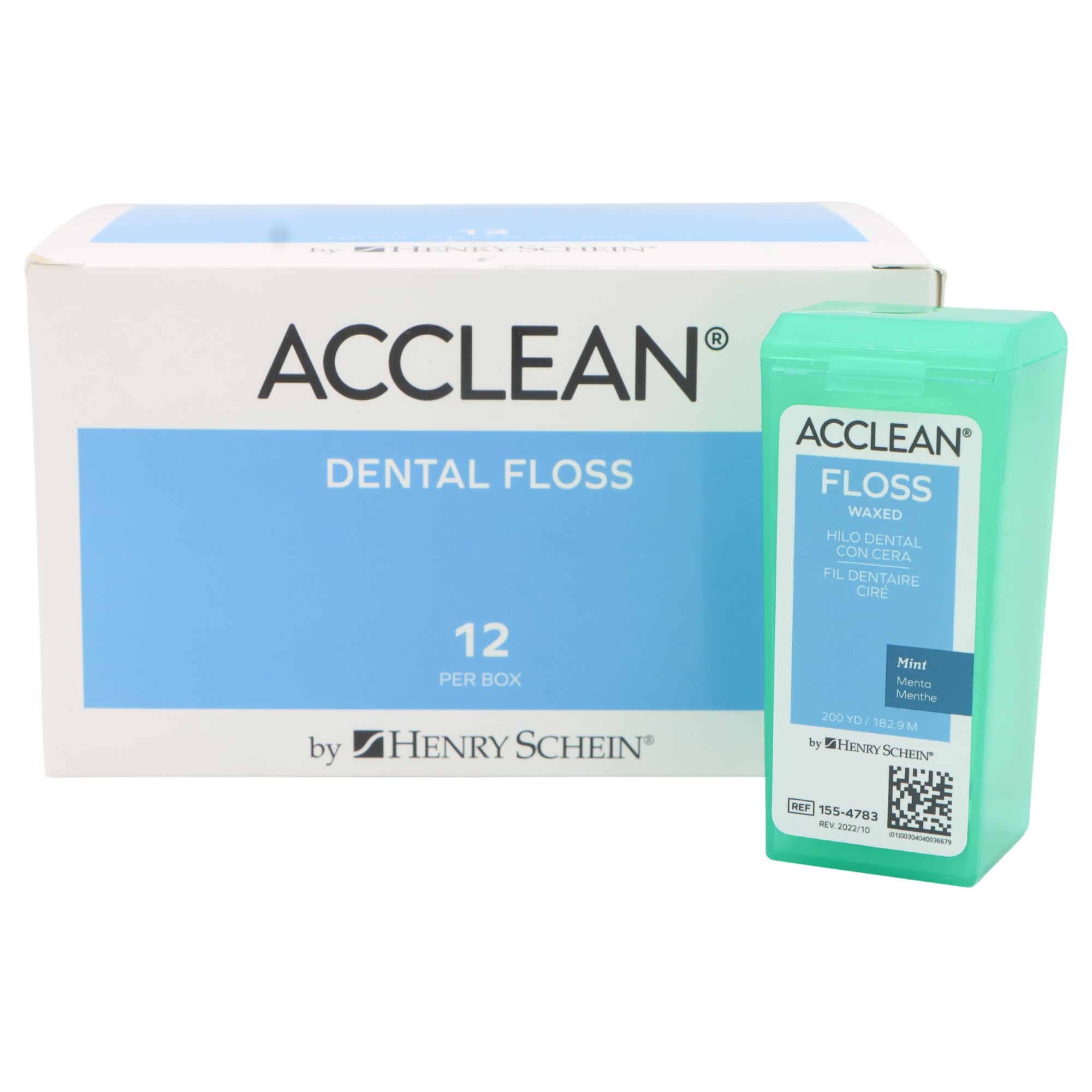 Acclean Dental Floss, Shred Resistant Nylon, Waxed, 200 Yards of Dental Floss, Unflavored, Office Size