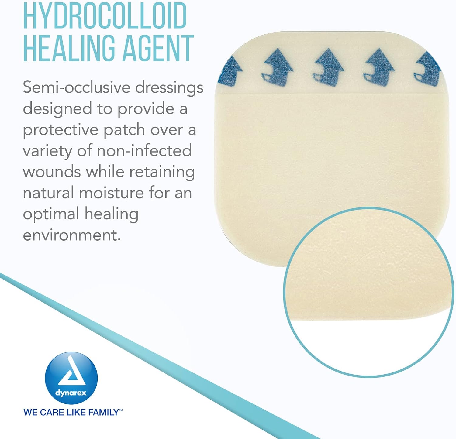 Dynarex DynaDerm Hydrocolloid Dressings, Sterile Moist Bandages Used for All Kinds of Wounds, 4" x 4", X-Thin & Latex-Free, Peel-Down Patches - 2 Boxes of 10 Dressings