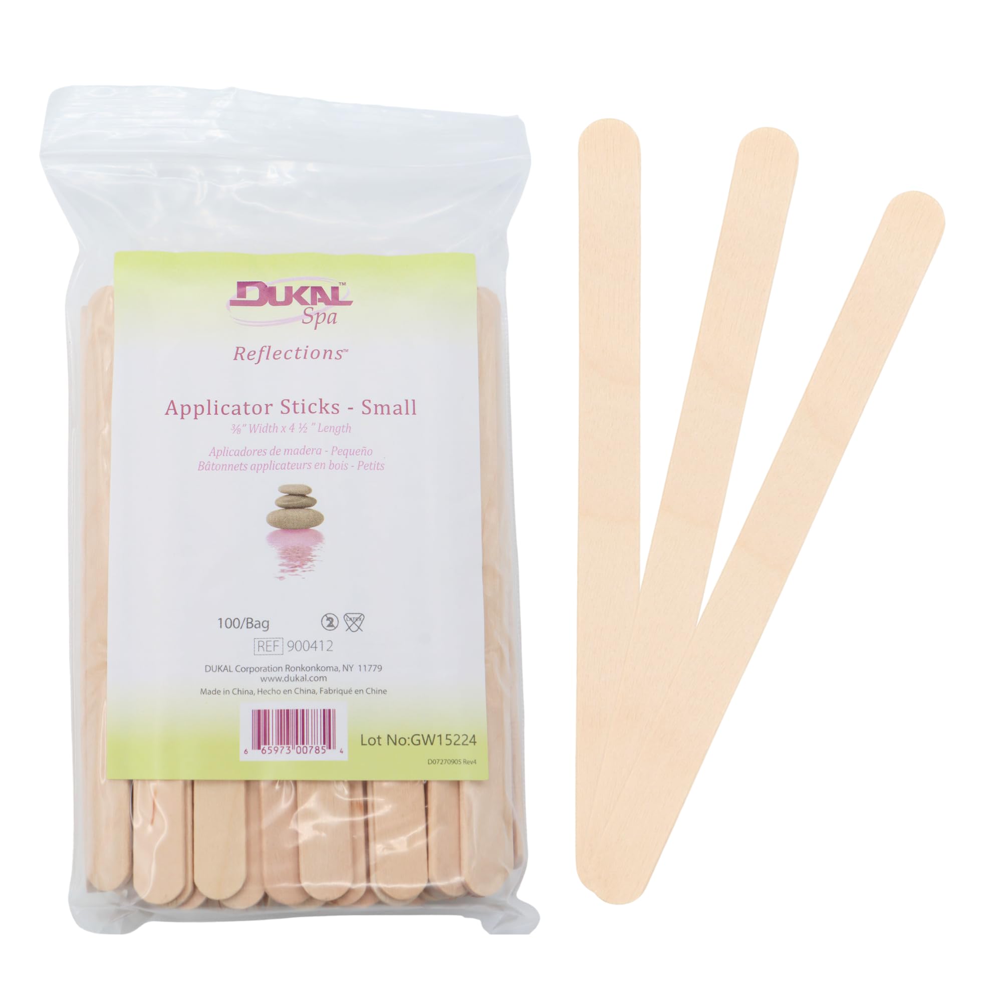 Dukal Small Wooden Wax Sticks - Body Hair Removal Applicator for Waxing, 3/8” x 4.5”