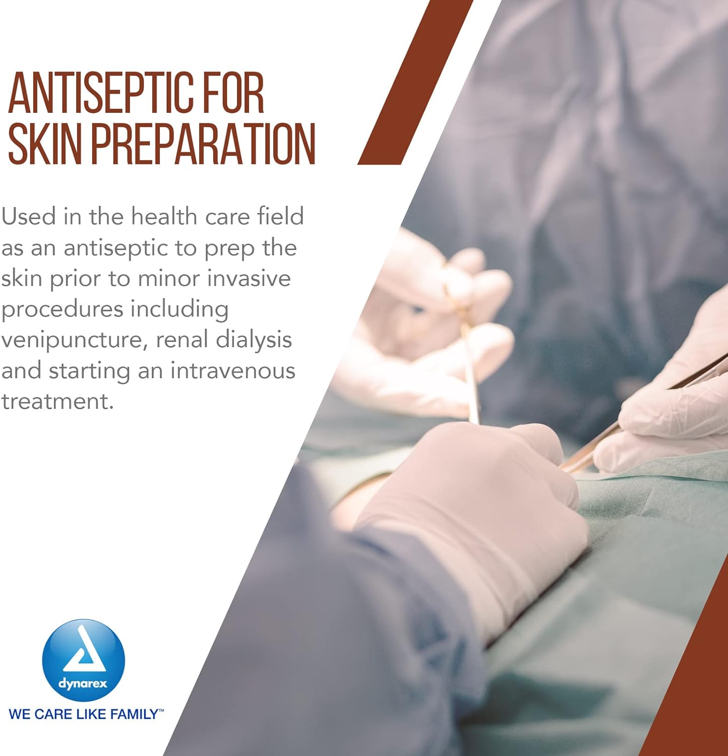 Dynarex Povidone Iodine Prep Solution USP, Effective Topical Antiseptic Liquid for Skin and Mucosa, Cleansing and Preparation, Brown, 1 - 16 Fluid Oz. Bottle