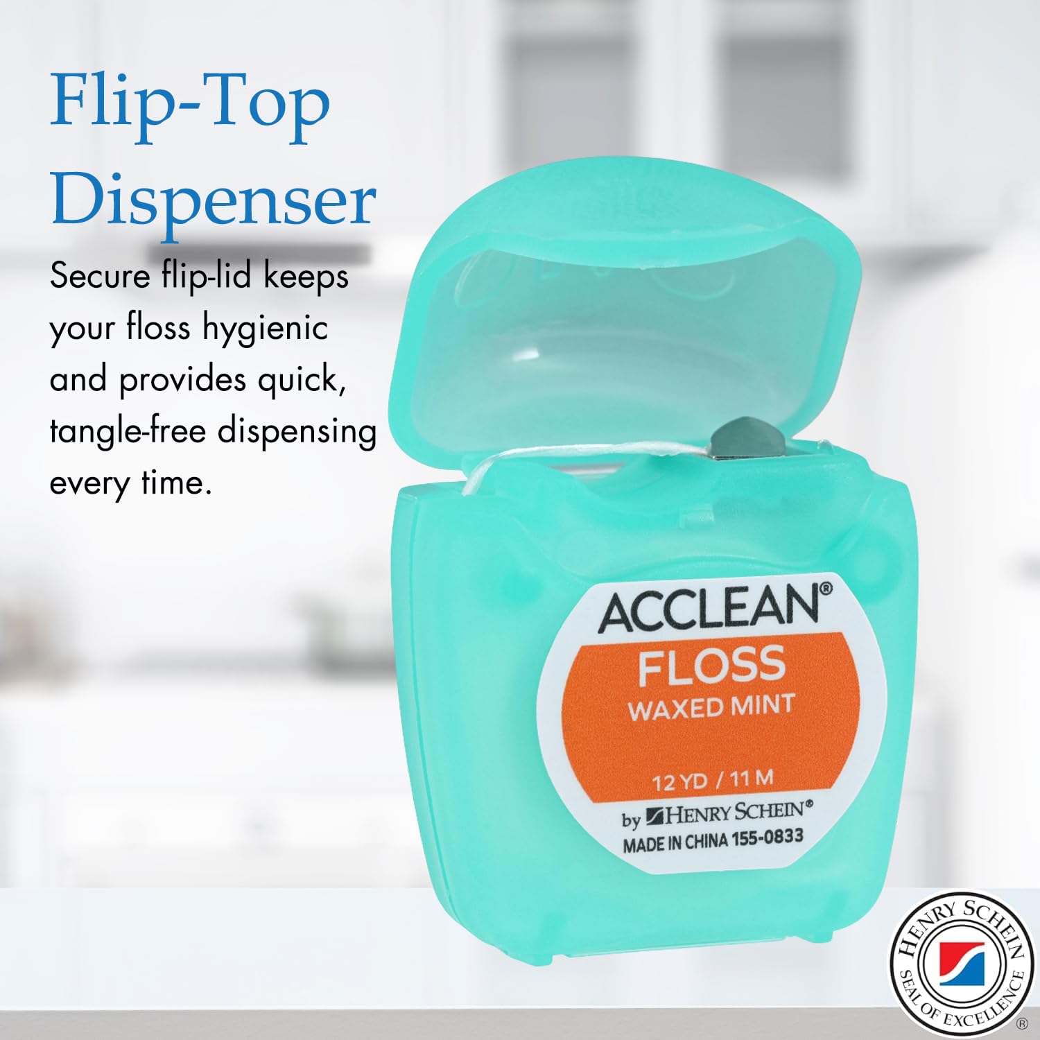Acclean Dental Floss, Nylon, Waxed, 12 Yards, Mint Flavor, Patient Size