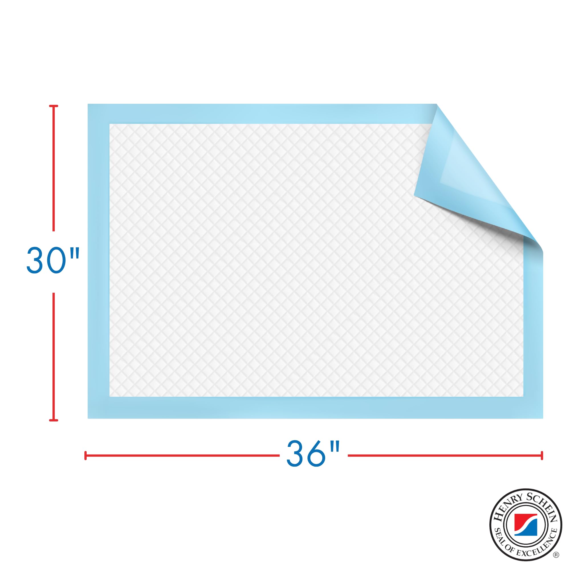 Henry Schein Disposable Underpads 30x36 – Light Absorbency, 2-Ply, Latex-Free, Poly-Backed