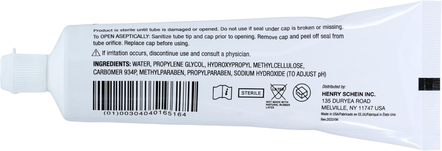 Henry Schein Sterile Lubricating Jelly – 4 oz Flip-Top Tube, Water-Soluble, Non-Greasy Formula for Medical and Personal Use, Convenient Single Tube for Easy Dispensing and Application