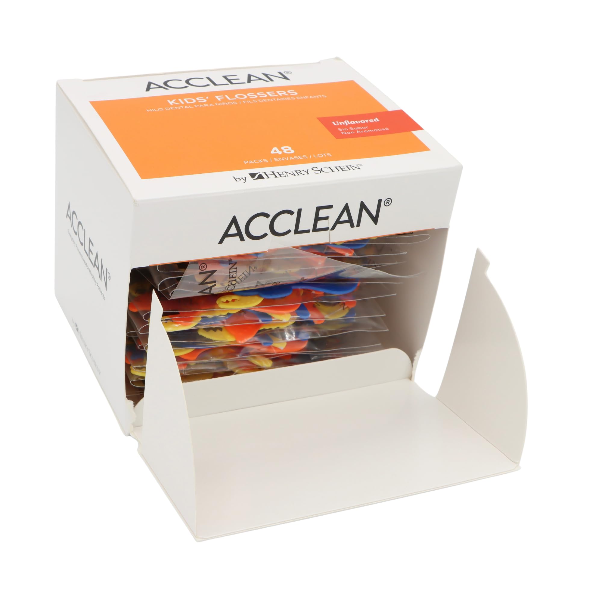 Acclean Orthopick Flosser Dispenser – 3 Flossers per Pack, 30 Packs per Box (90 Counts) – Orthodontic Dental Flossers for Braces and Appliances