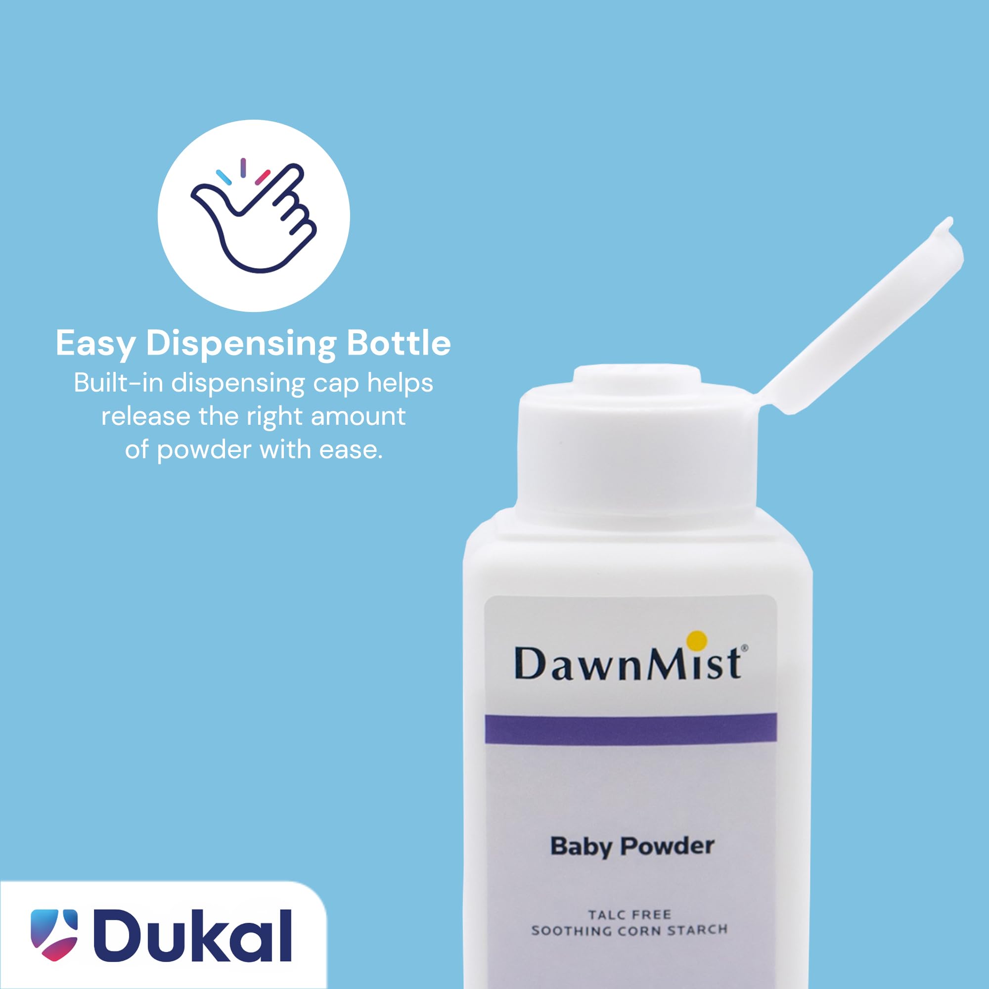 Dukal DawnMist Baby Powder – Cornstarch Formula, 4 oz. – Pack of 2 – Gentle, Softening Powder for Babies, Adults, and Daily Use