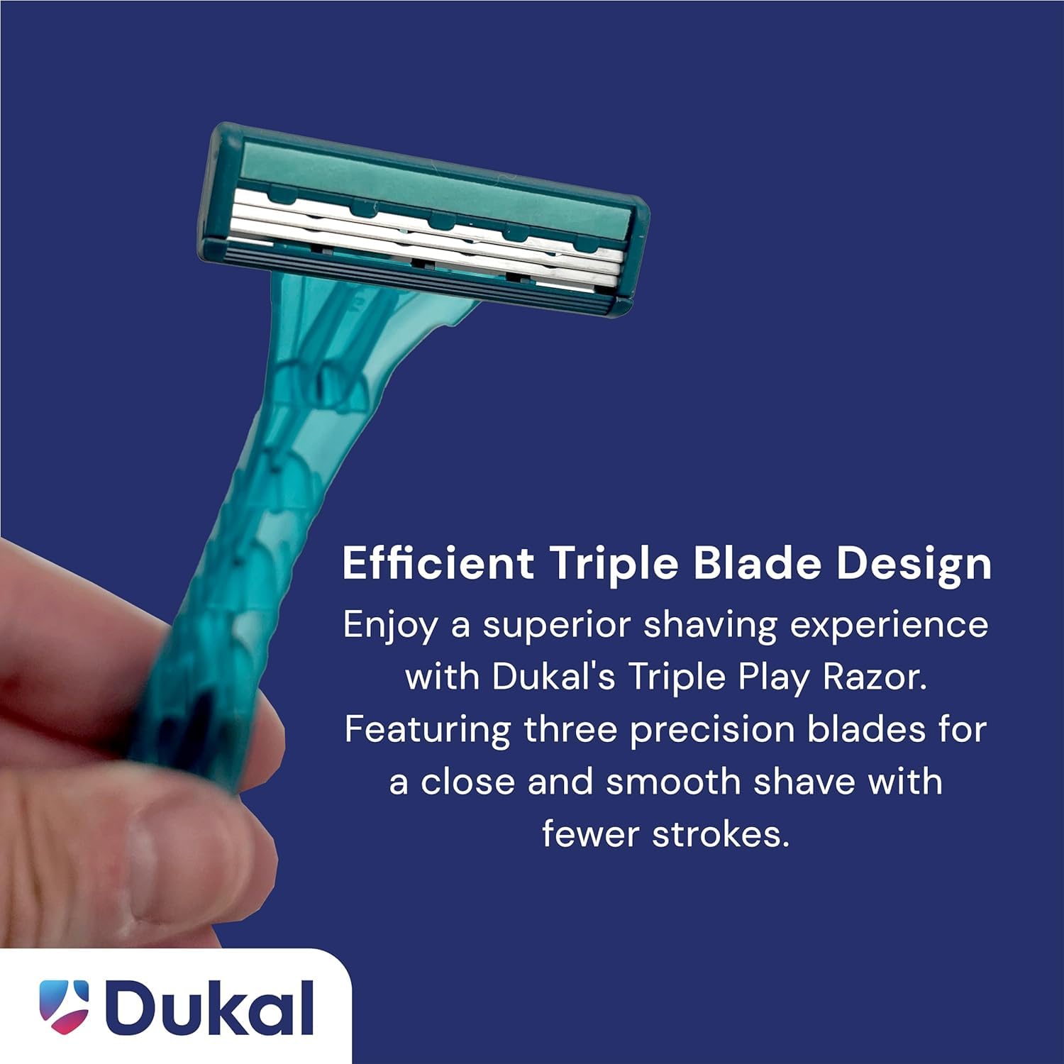DawnMist Triple Play Personal Razor with Lubricating Strip Single Edge Triple Blade Teal DR3886