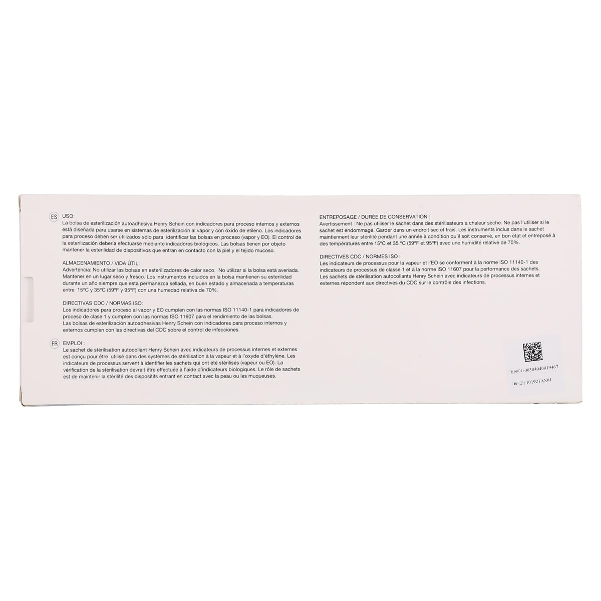 Henry Schein Self-Sealing Sterilization Pouches, Latex-Free, Built in Color Change Guide 4.25 in x 1n