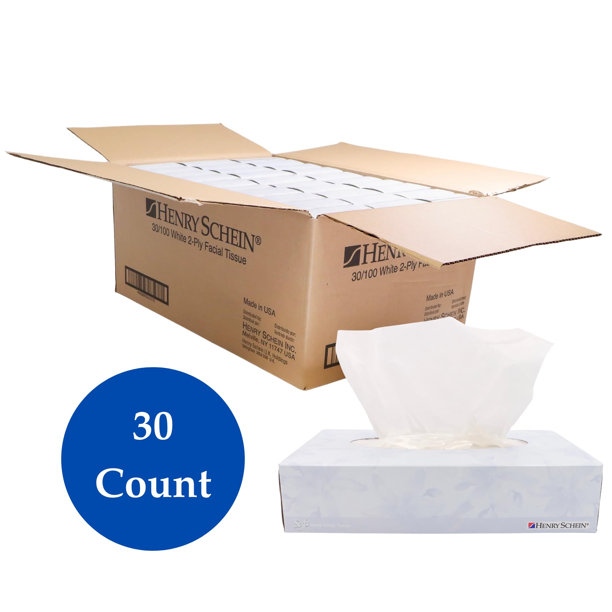Henry Schein 2-Ply Facial Tissue, 100 Sheets Per Box