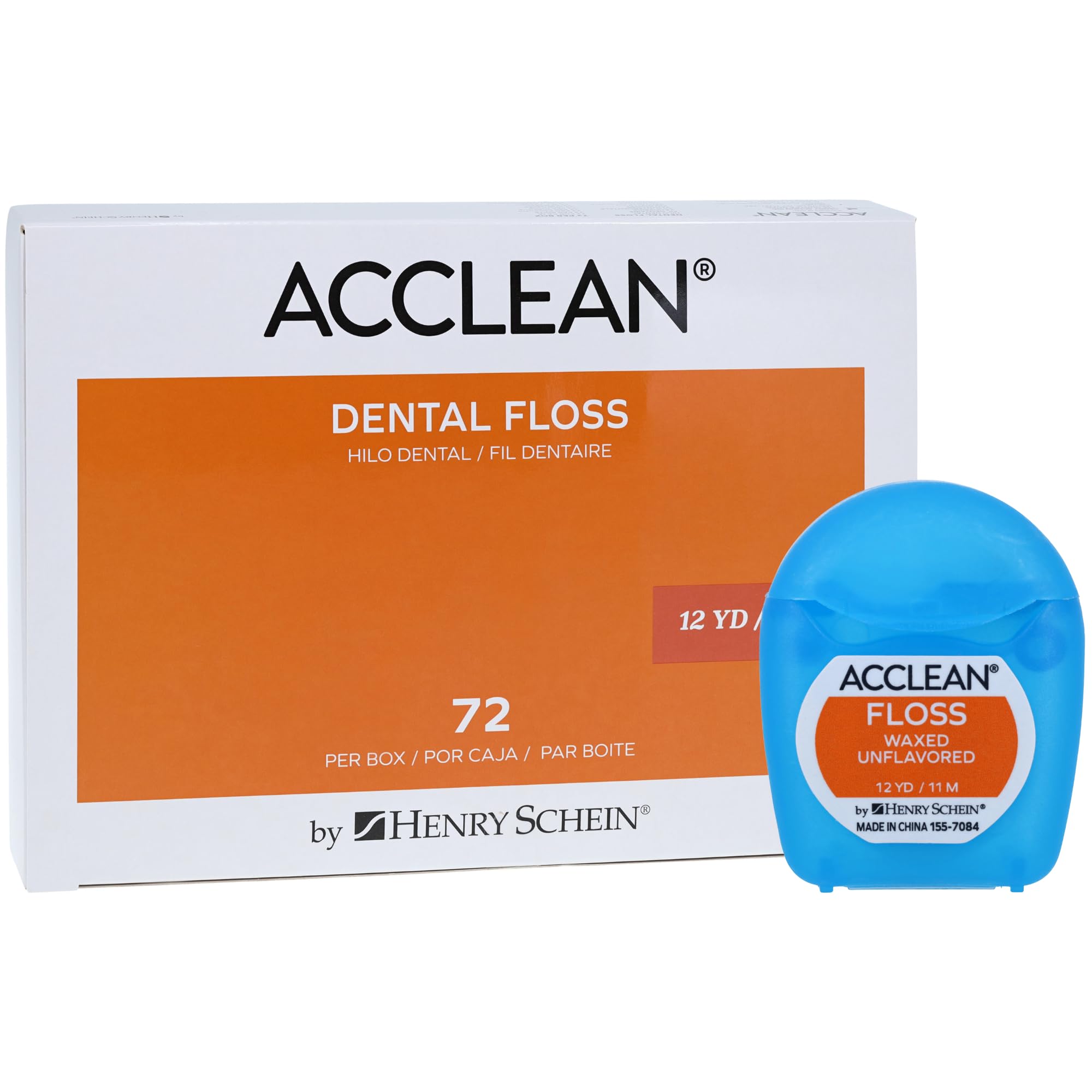 Acclean Dental Floss, Nylon, Waxed, 12 Yards, Mint Flavor, Patient Size