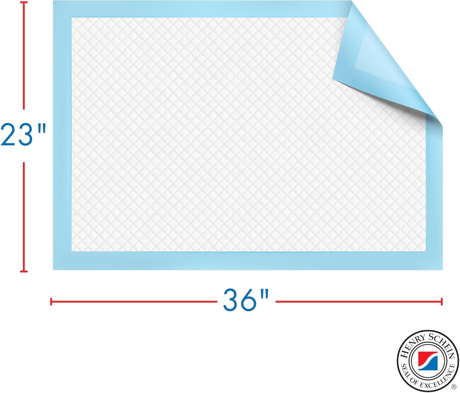 Henry Schein Disposable Underpads 23" x 36" – Light Absorbency, 2-Ply, Latex-Free, Poly-Backed