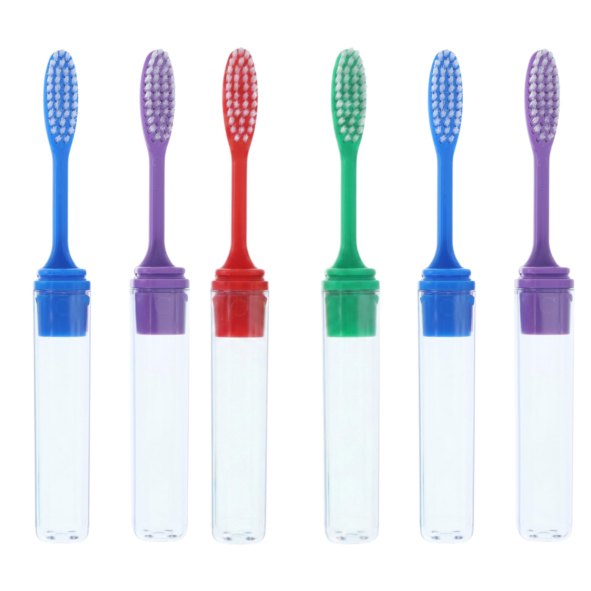 Henry Schein Acclean Travel Toothbrush Full Head with Cover, Assorted Colors, Portable Manual Toothbrush for Home, Work, Gym, and Travel Use