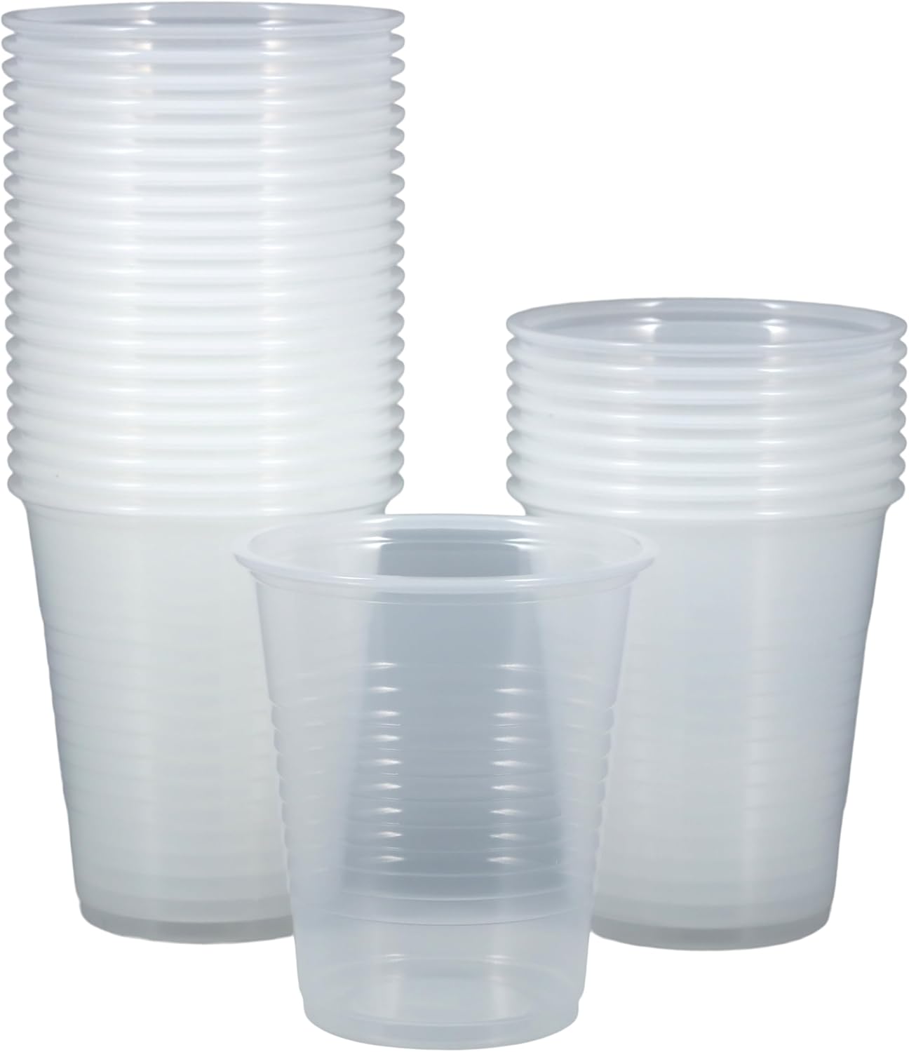 1000 Plastic Translucent Disposable Drinking Cups – 5 oz, Double-Coated for Durability, Latex-Free, Embossed Grip, Perfect for Office, Medical & Event Use