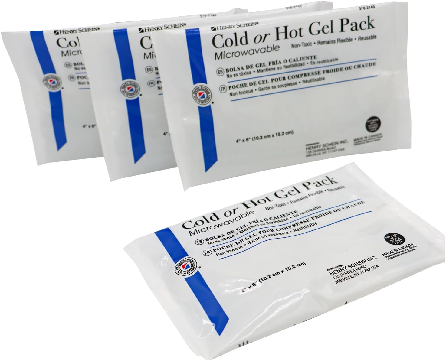 Henry Schein Reusable Hot and Cold Gel Packs, Case of 100, 4" x 6"