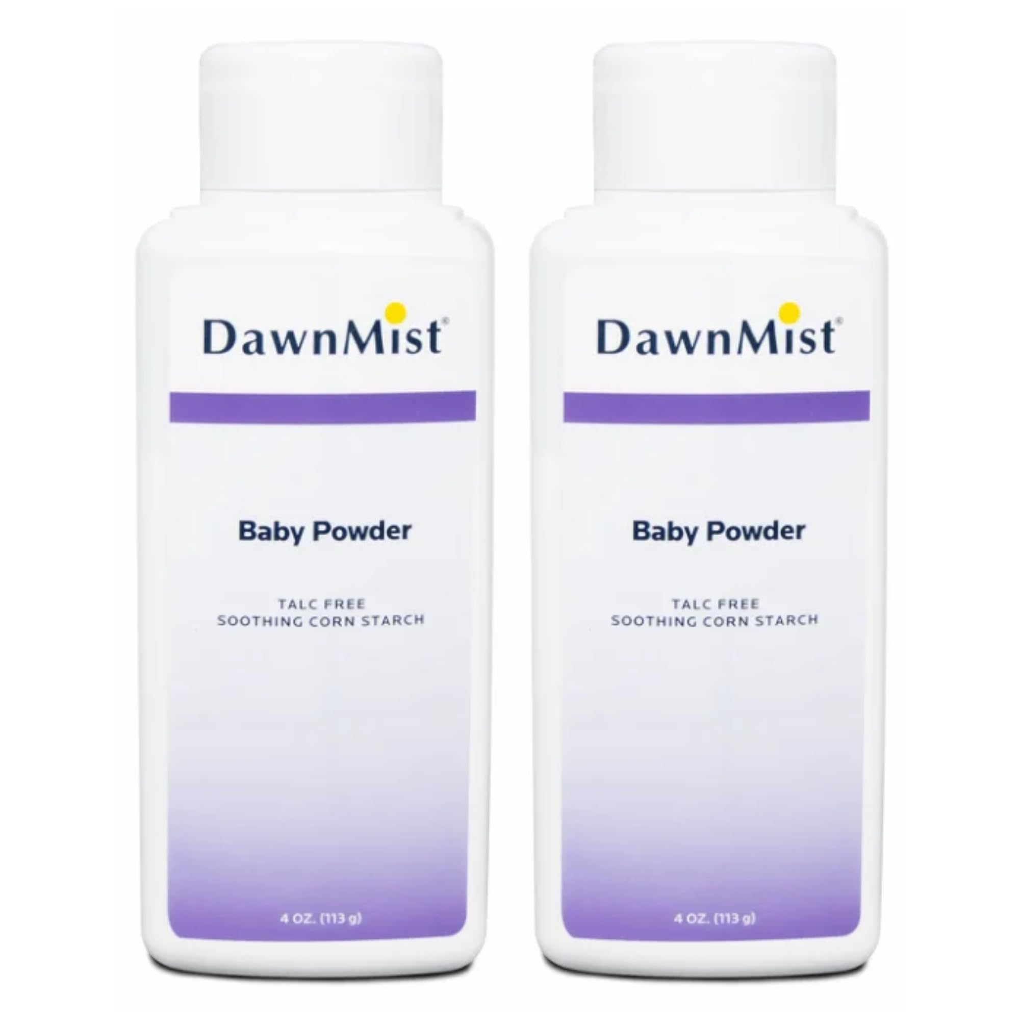 Dukal DawnMist Baby Powder – Cornstarch Formula, 4 oz. – Pack of 2 – Gentle, Softening Powder for Babies, Adults, and Daily Use