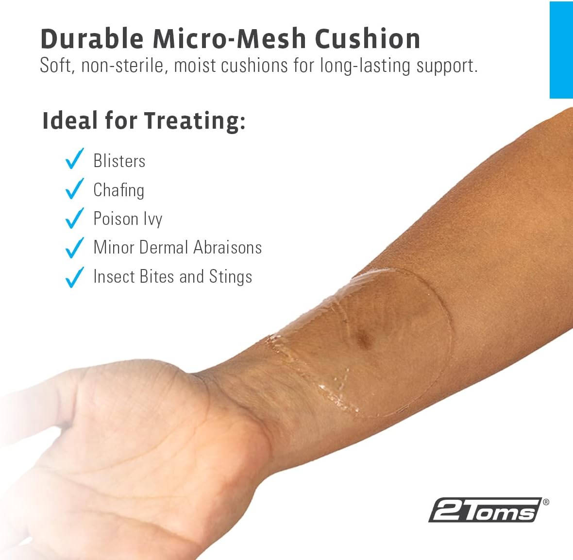 2Toms Skin-On-Skin Hydrogel Circles for Blisters, Chafing, Stings, Irritations, and Skin Pain Relief, 48 3-inch circles