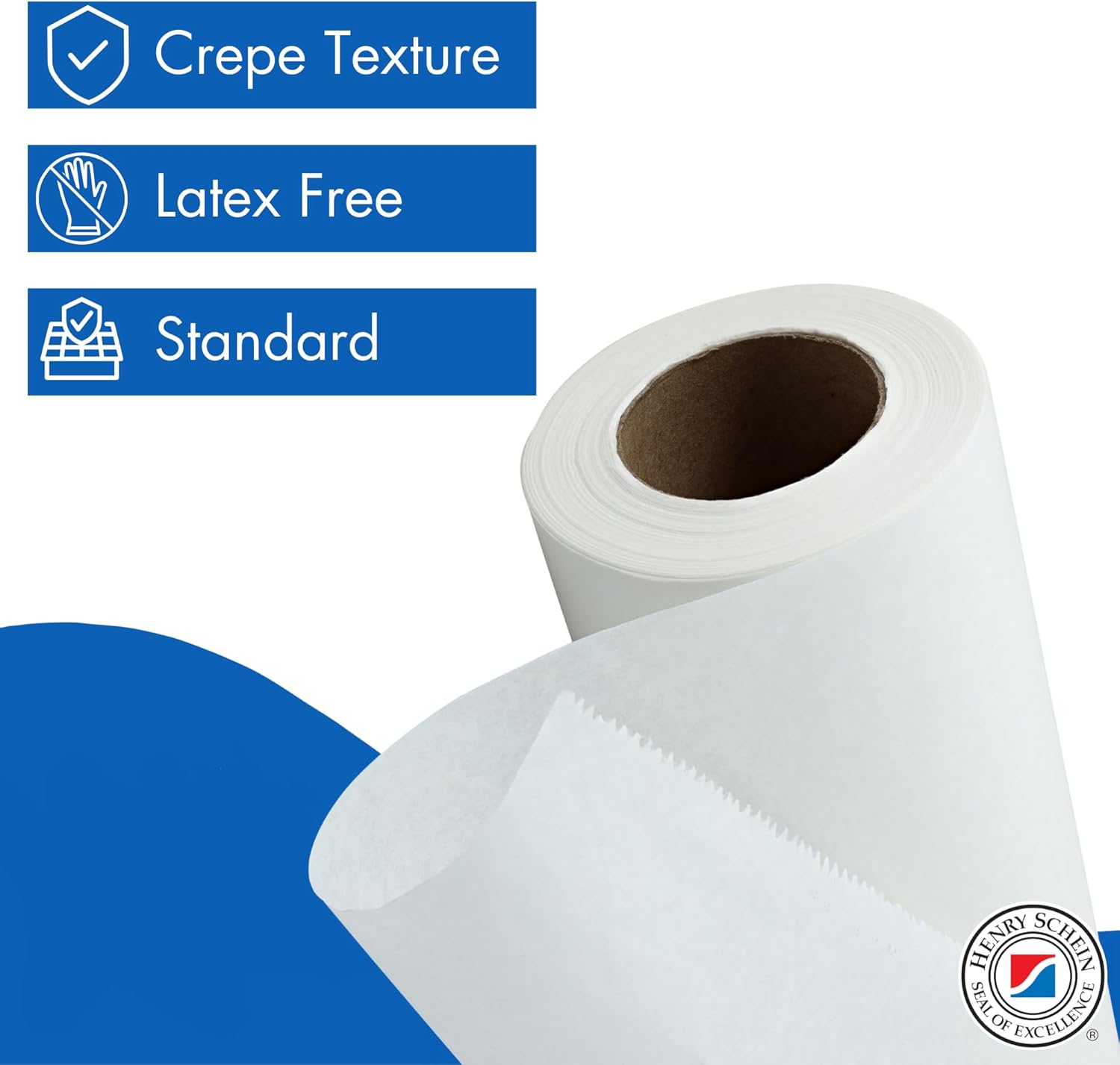Henry Schein Medical Exam Table Paper Rolls – 21in x 125 ft White Crepe Disposable Bed Cover, Latex-Free for Medical, Dental, Spa, Diaper Changing, Patternmaking, and Crafts