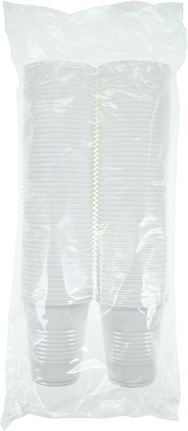 1000 Plastic White Disposable Drinking Cups – 5 oz, Double-Coated for Durability, Latex-Free, Embossed Grip, Perfect for Office, Medical & Event Use