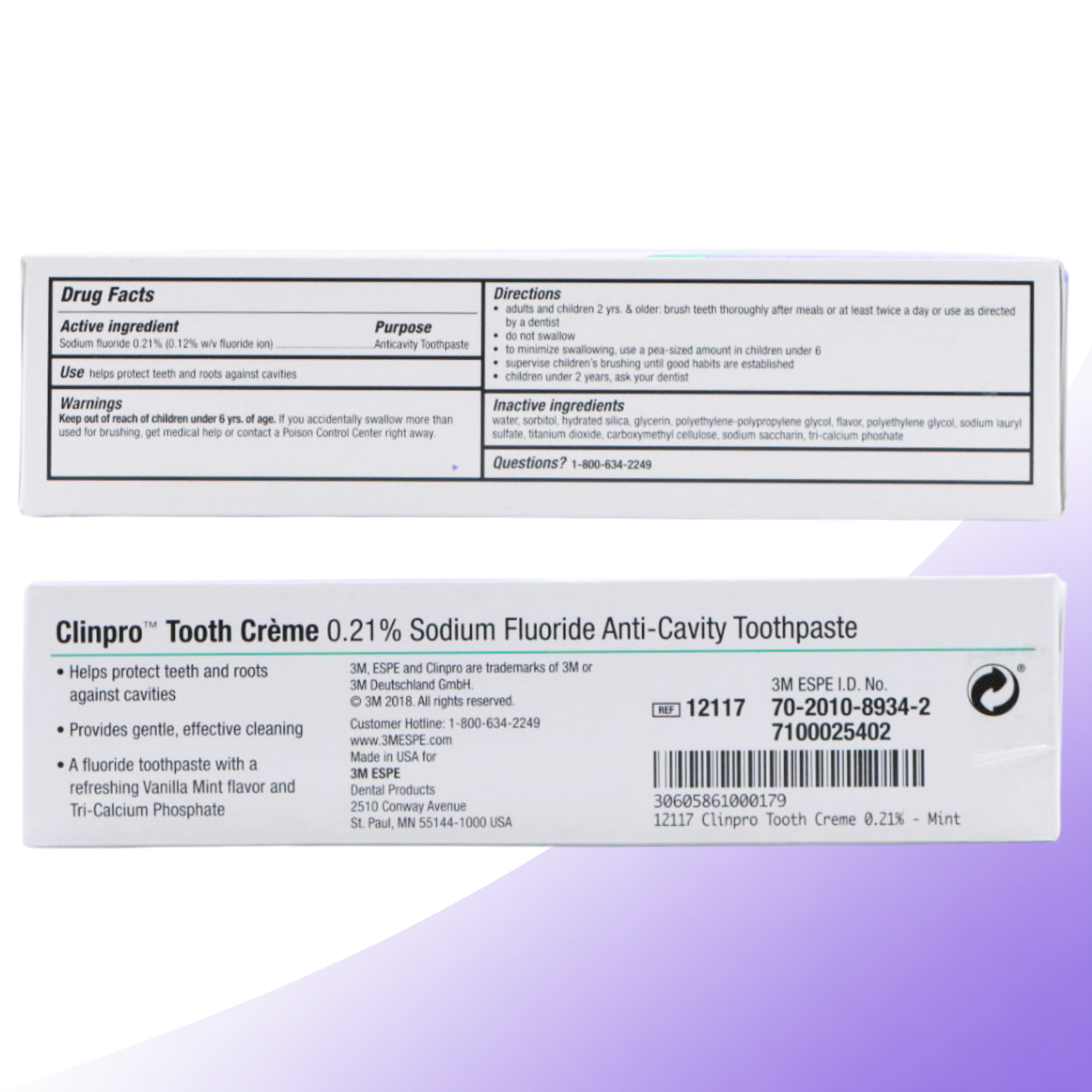 3M™ Clinpro™ Tooth Creme, 0.21% Sodium Fluoride, Vanilla Mint – 4 oz Tube