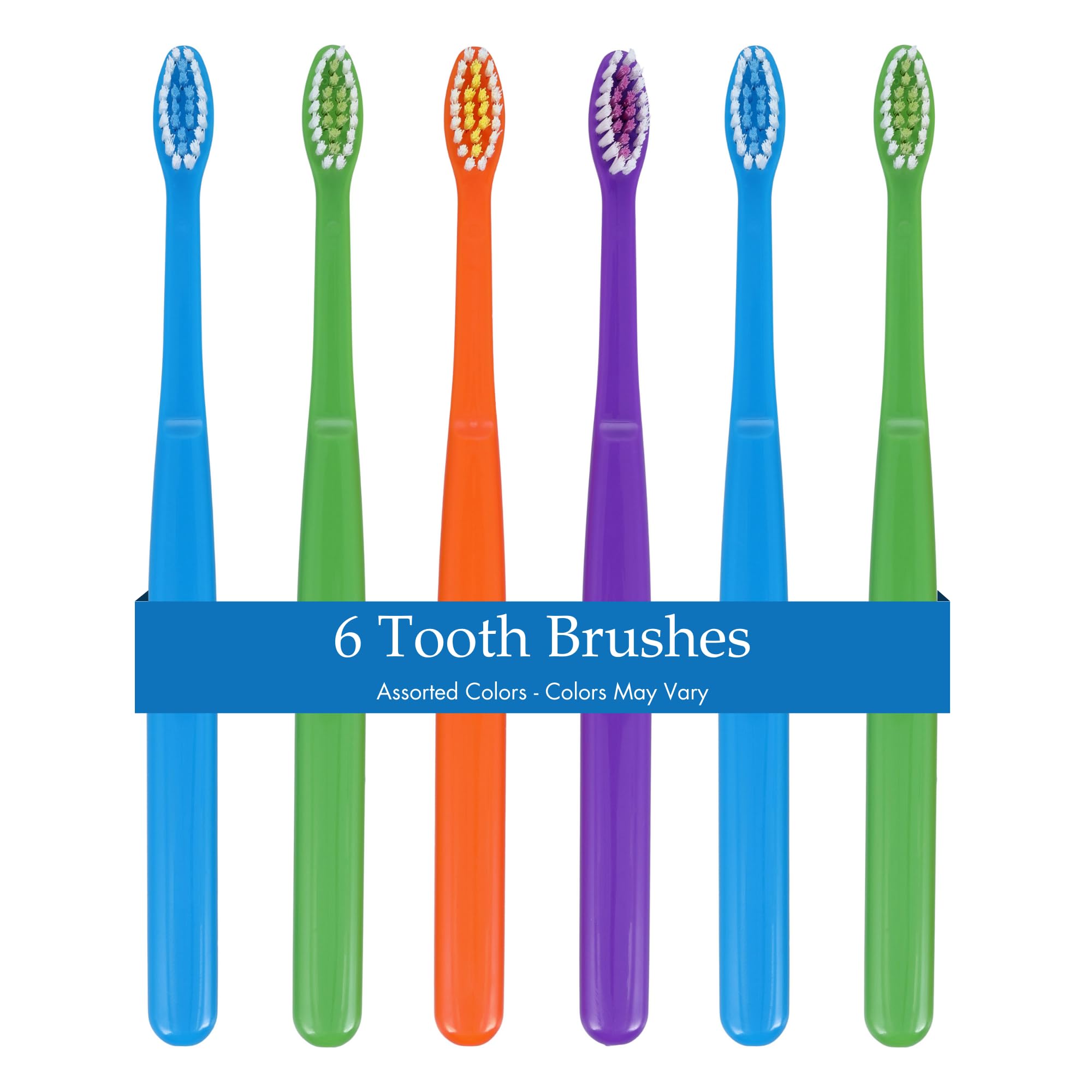 Henry Schein Acclean Youth Toothbrush – 28 Tuft, Diamond Compact Head, Assorted 4 Colors, Soft Bristles, Individually Designed for Kids - 6 Toothbrushes (Colors May Vary)